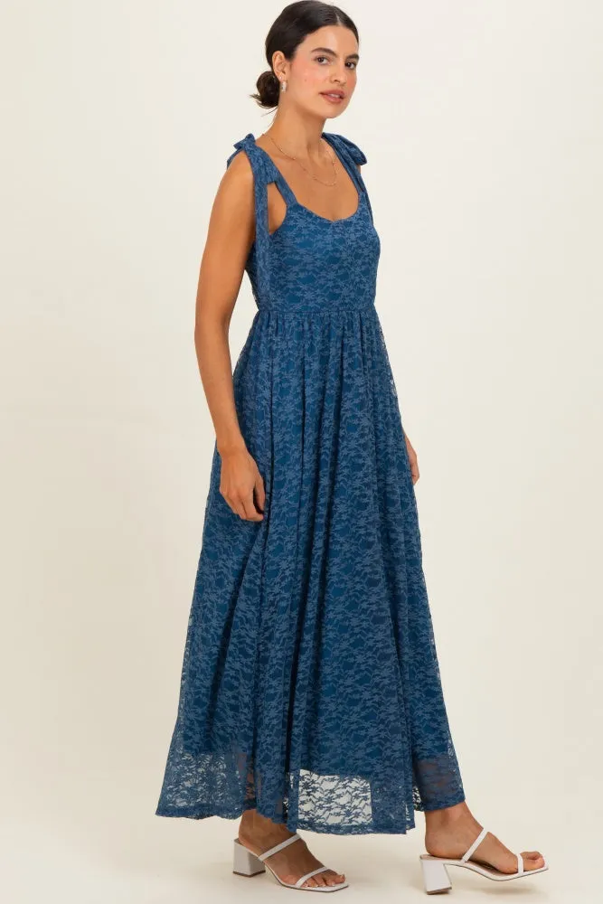 Blue Sleeveless Lace Maxi Dress sold by Pinkblush product image thumbnail 2