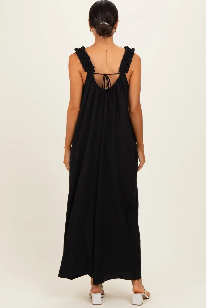 Black Ruffle Strap Wide Leg Jumpsuit sold by Pinkblush product image thumbnail 3