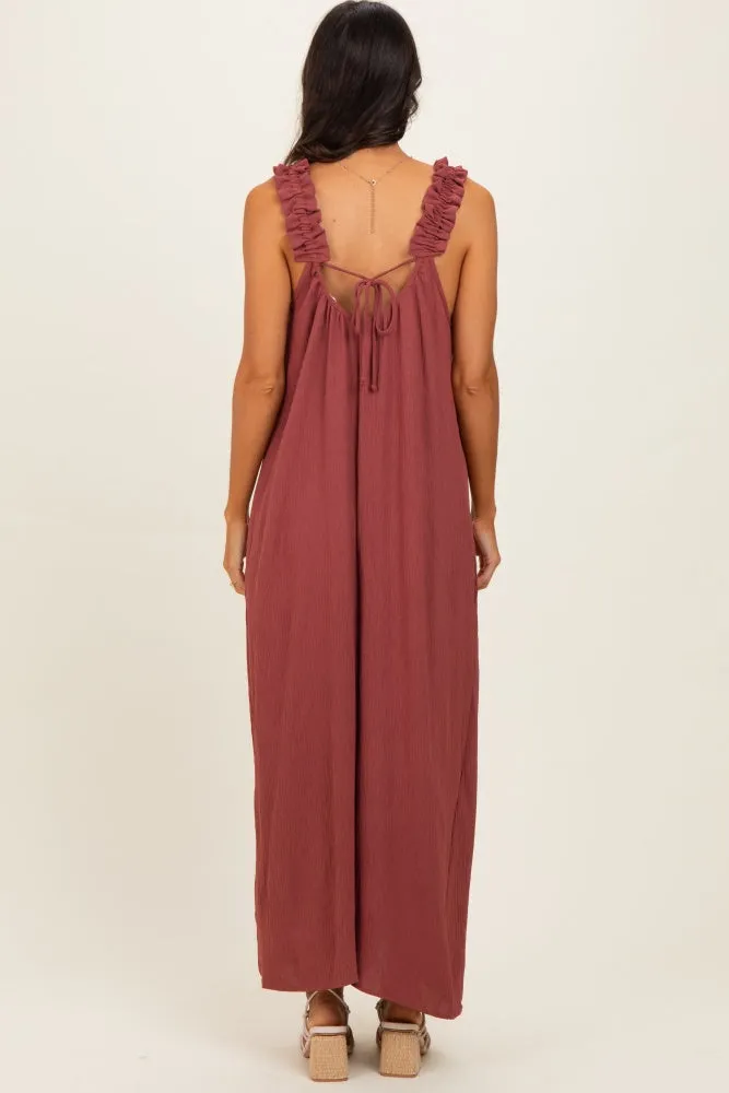 Marsala Ruffle Strap Wide Leg Jumpsuit sold by Pinkblush product image thumbnail 3
