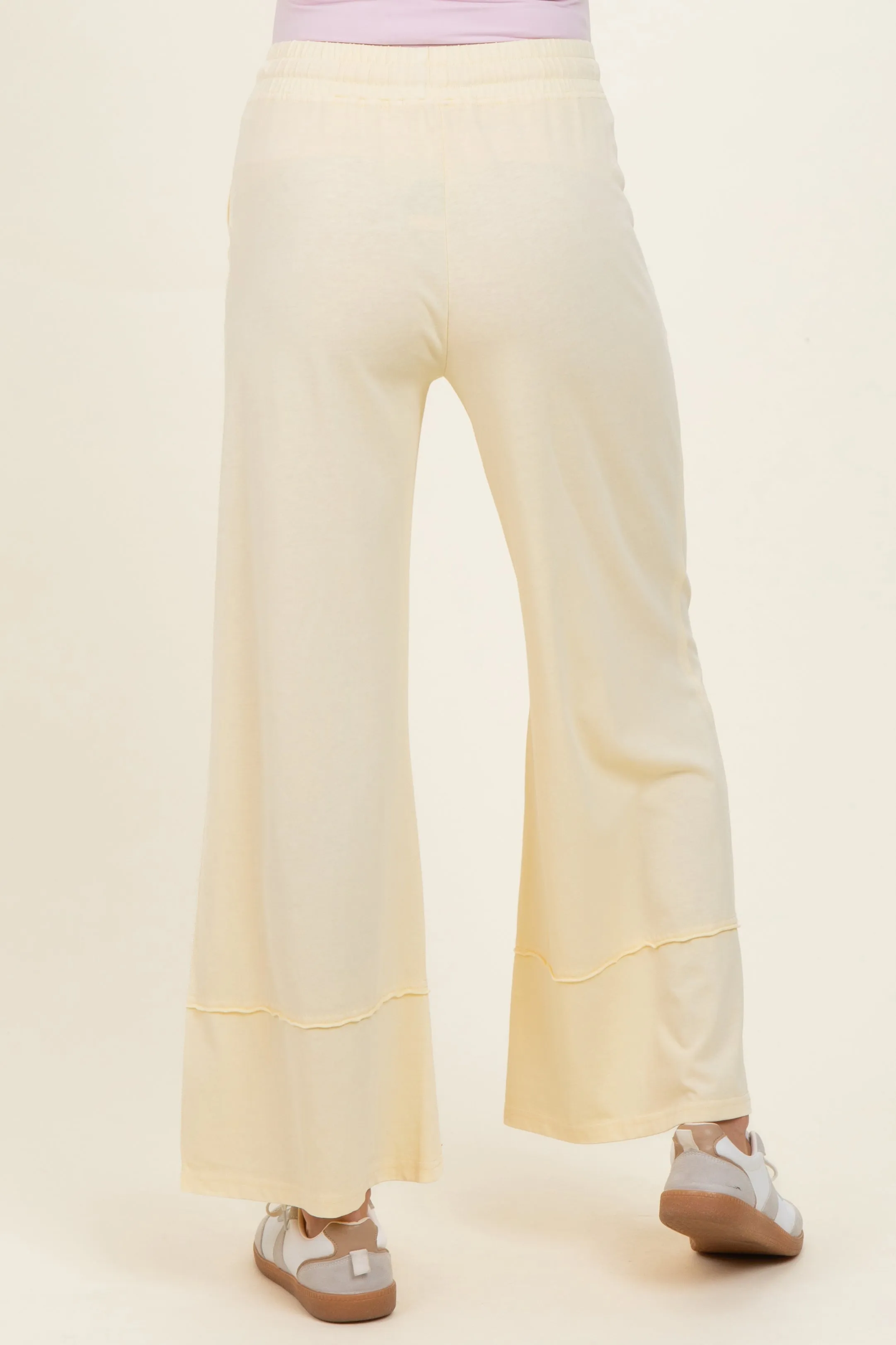 Yellow Mineral Wash Wide Leg Ankle Maternity Pants sold by Pinkblush product image thumbnail 5