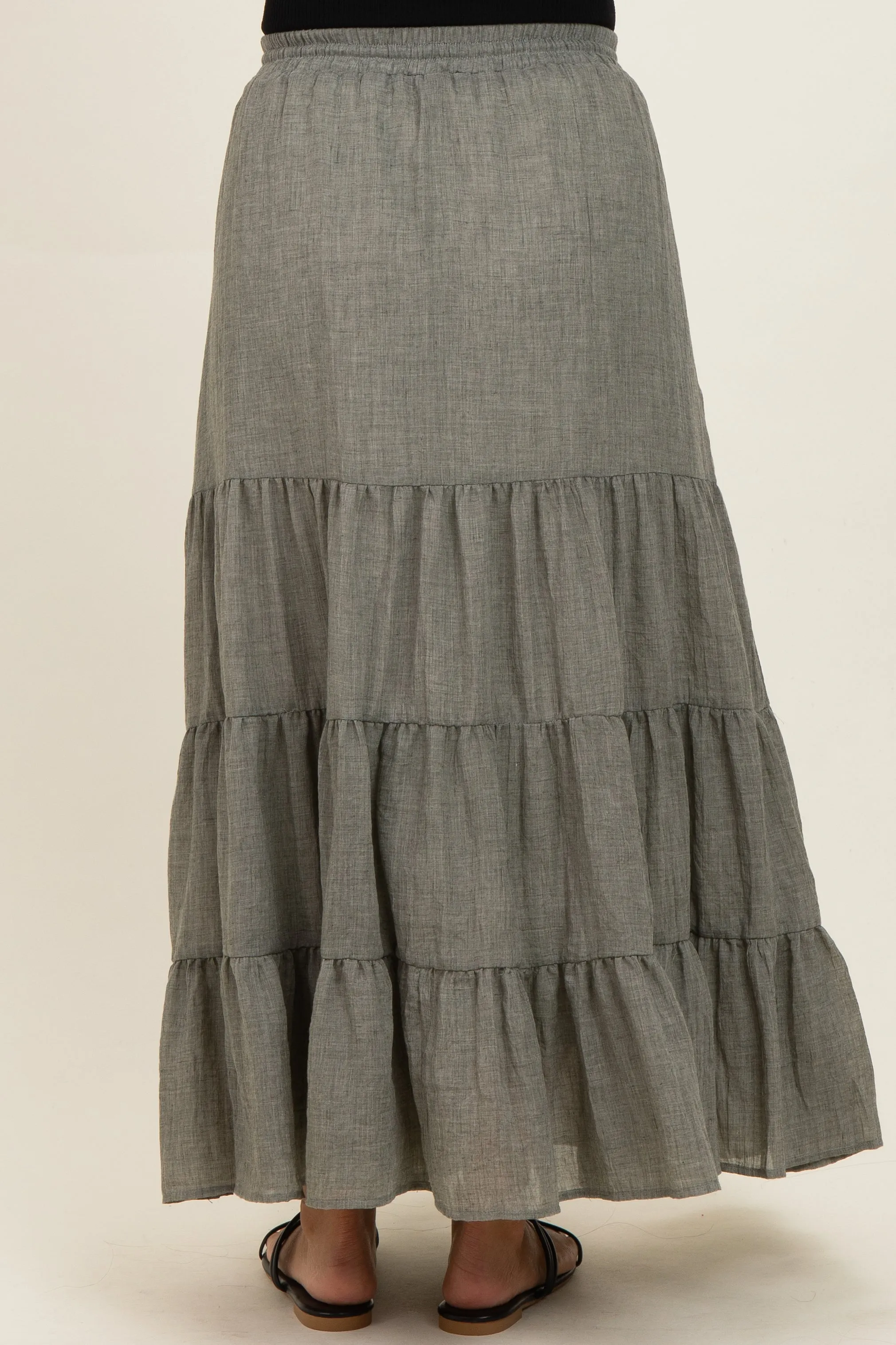 Olive Tiered Drawstring Maternity Maxi Skirt sold by Pinkblush product image thumbnail 4
