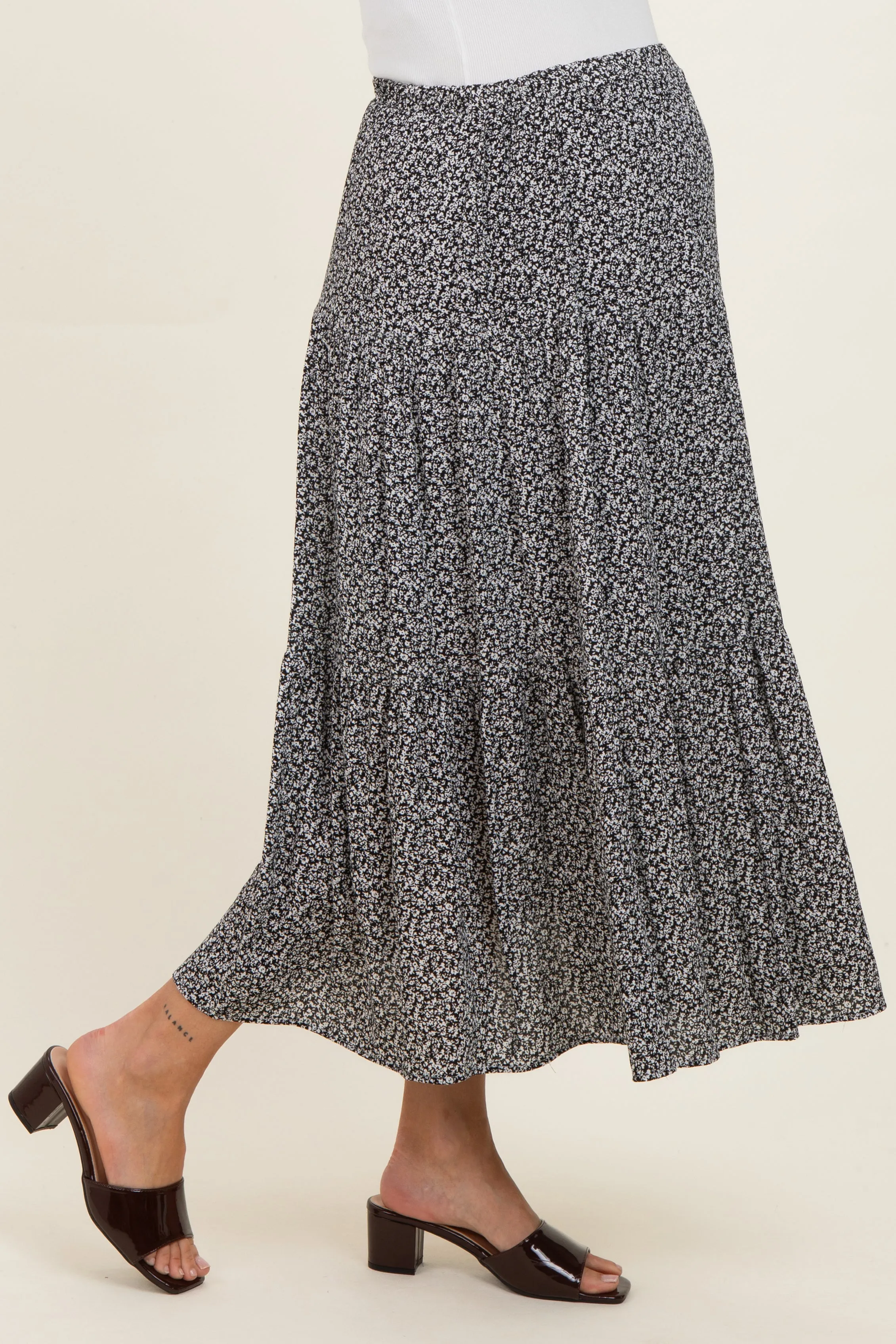 Black Floral Maternity Maxi Skirt sold by Pinkblush product image thumbnail 4