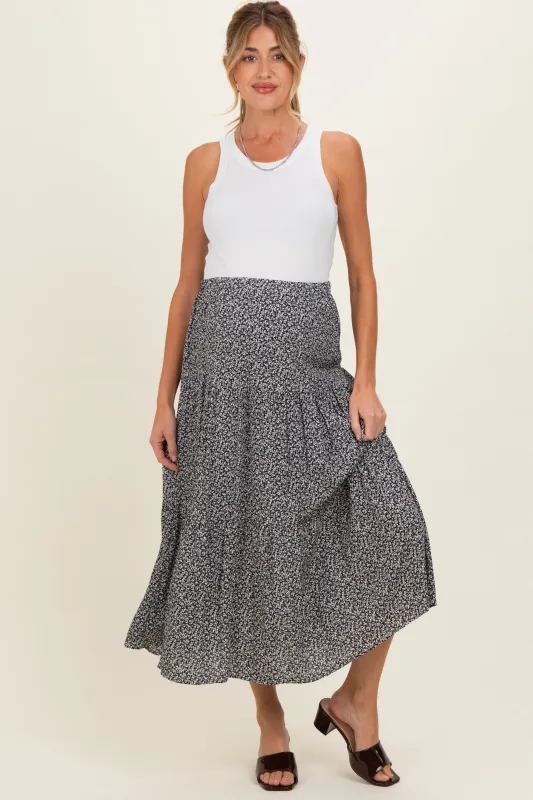 Black Floral Maternity Maxi Skirt made by Chris & Carol