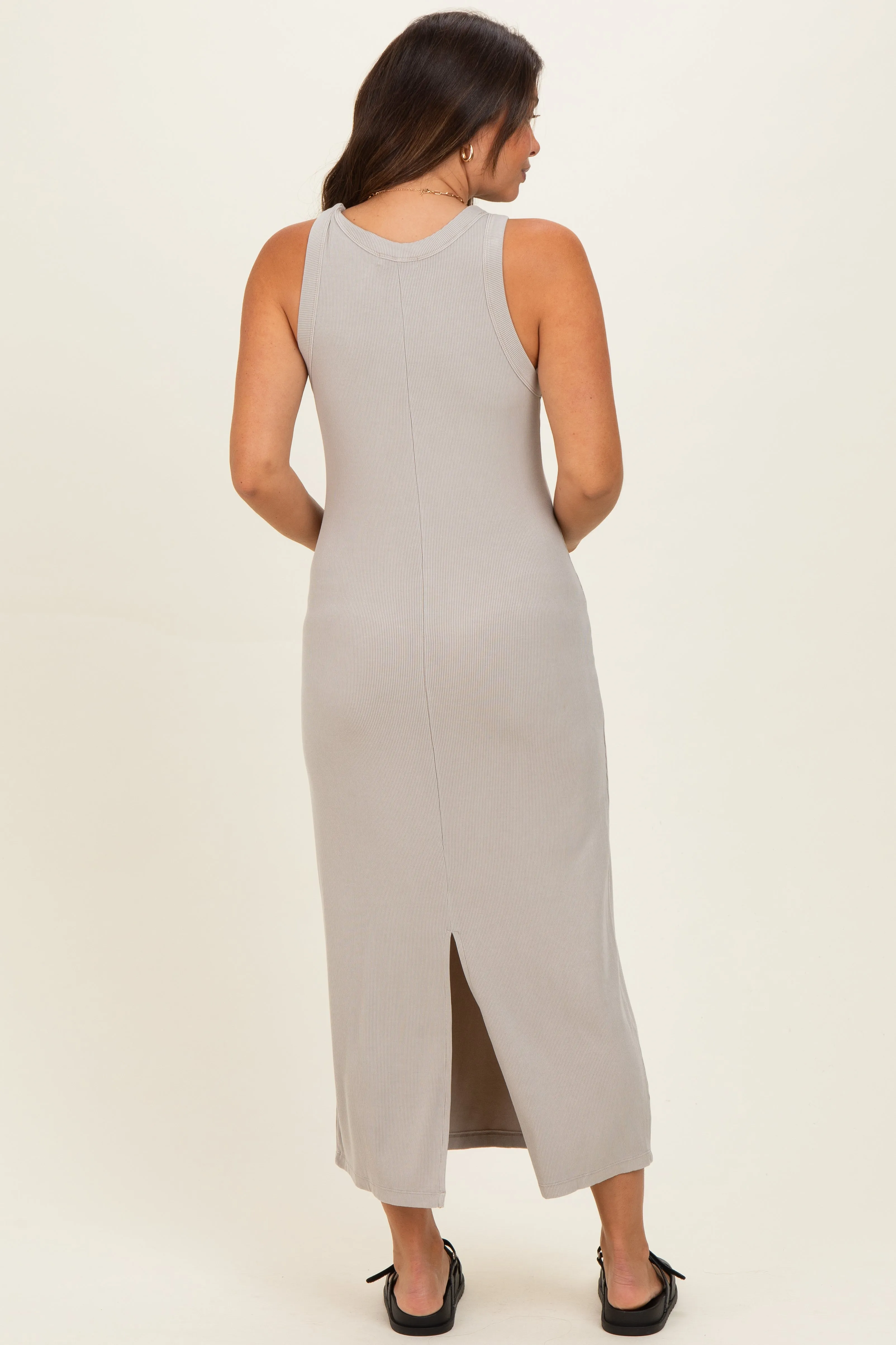 Stone Ribbed Maternity Midi Tank Dress sold by Pinkblush product image thumbnail 3