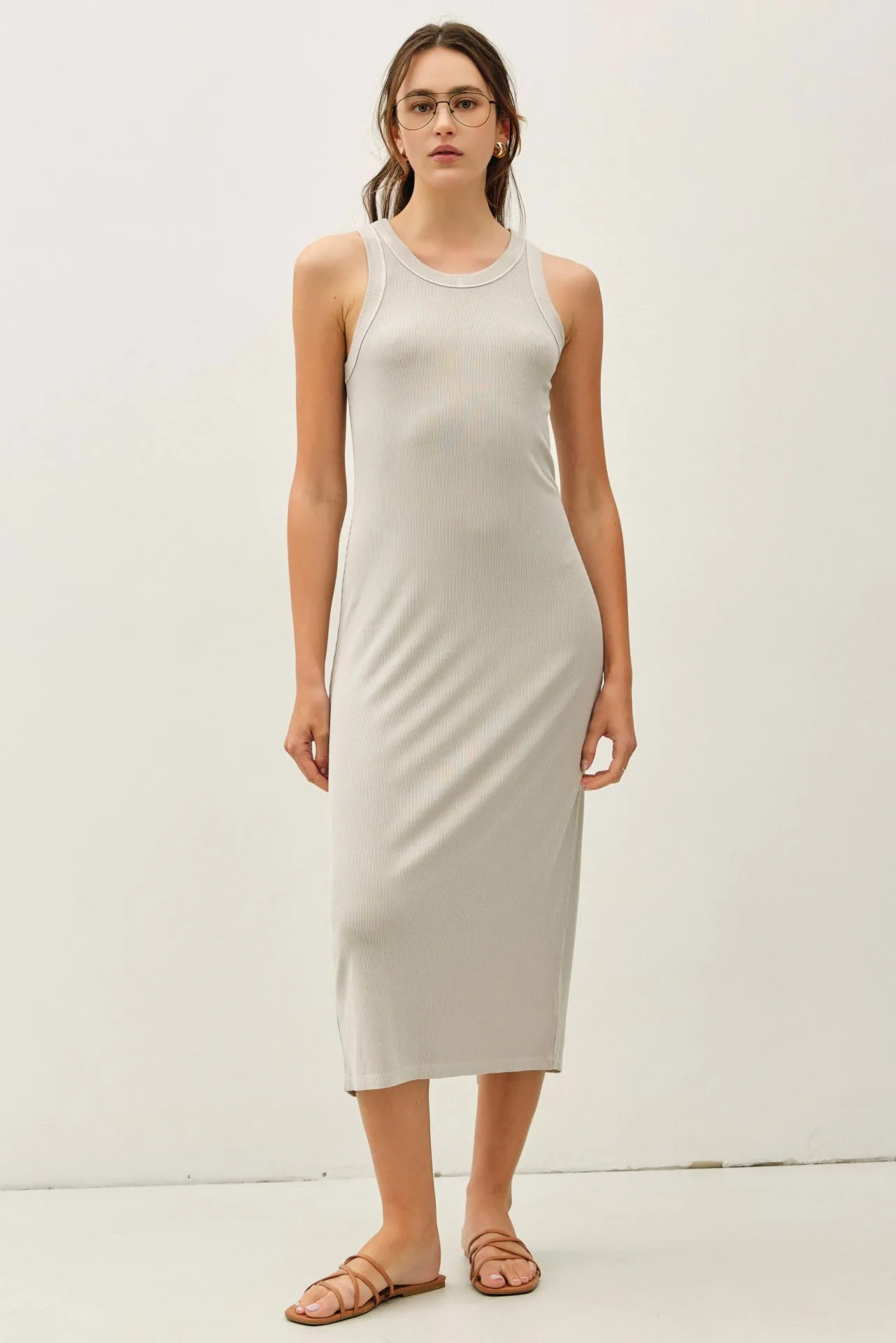 Stone Ribbed Maternity Midi Tank Dress sold by Pinkblush product image thumbnail 4
