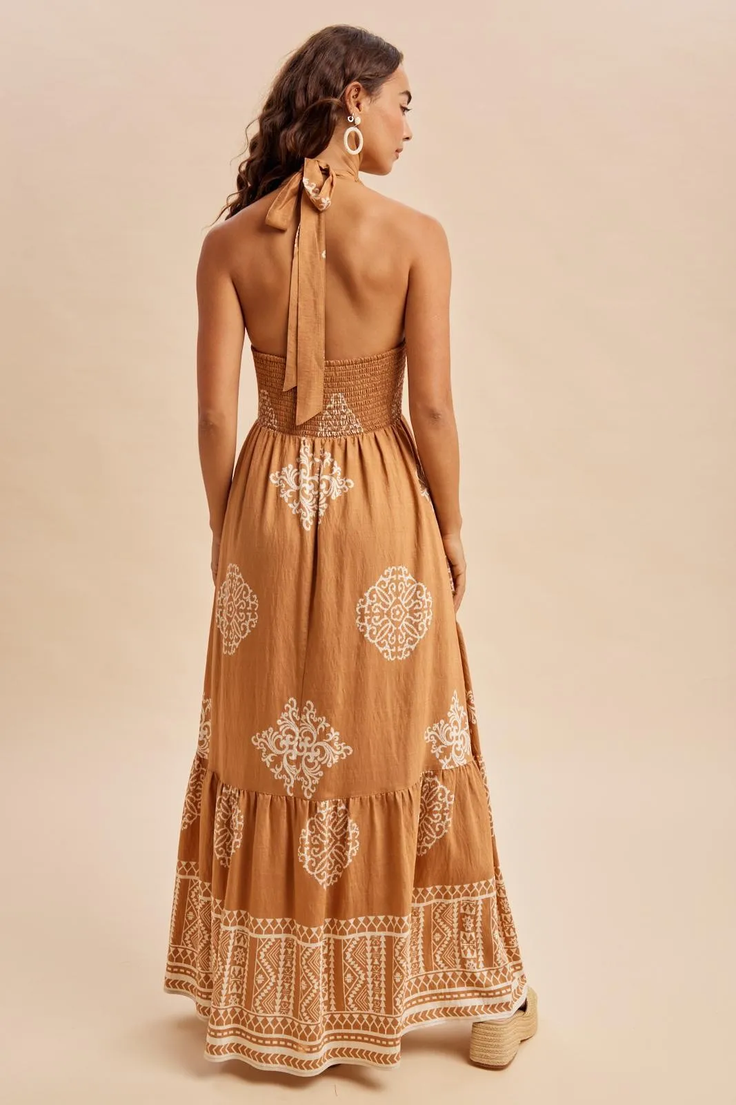 Sandalwood Printed Smocked Halter Maxi Dress sold by Pinkblush product image thumbnail 4