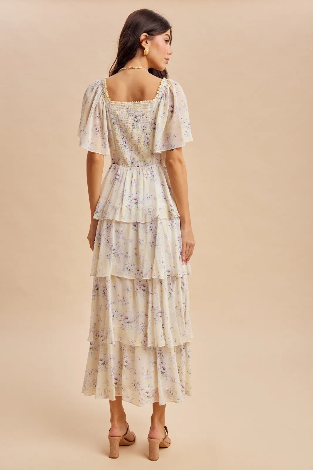 Lemon Floral Flounce Tiered Maxi Dress sold by Pinkblush product image thumbnail 4