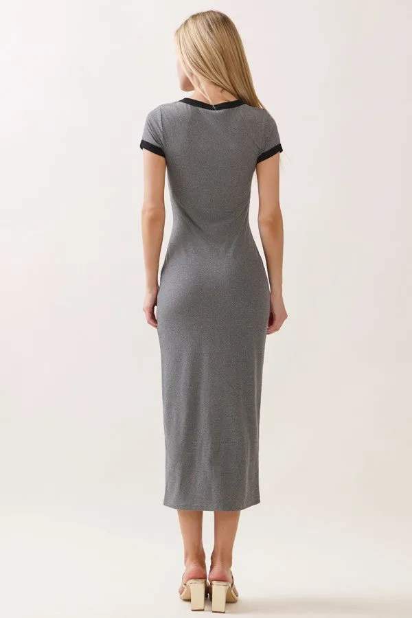 Heather Grey Colorblock Trim Midi Dress sold by Pinkblush product image thumbnail 3