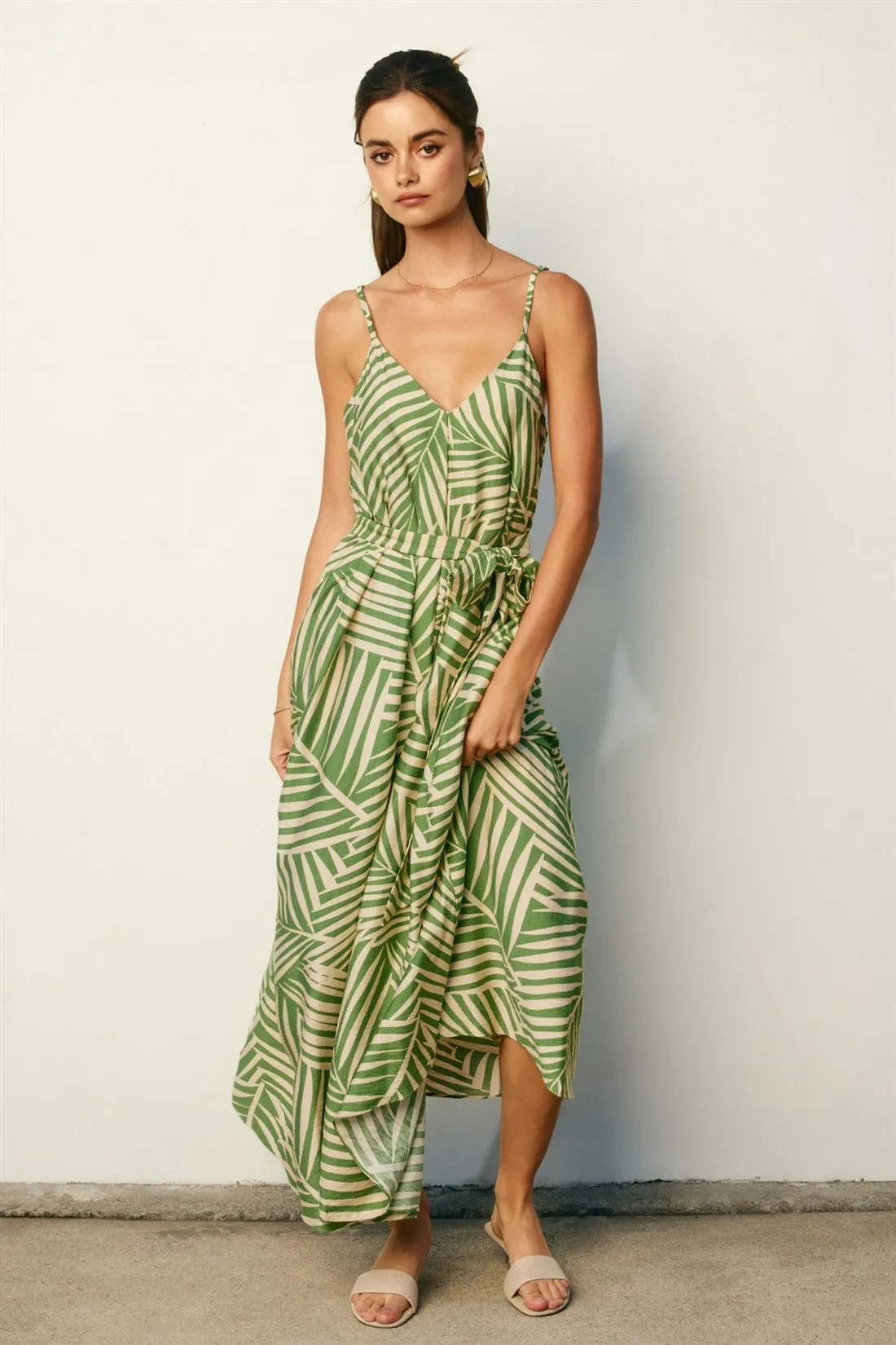 Sage Printed Waist Tie Maxi Dress sold by Pinkblush product image thumbnail 4