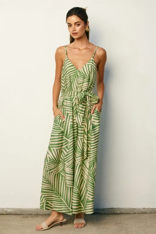Sage Printed Waist Tie Maxi Dress made by Dress Forum