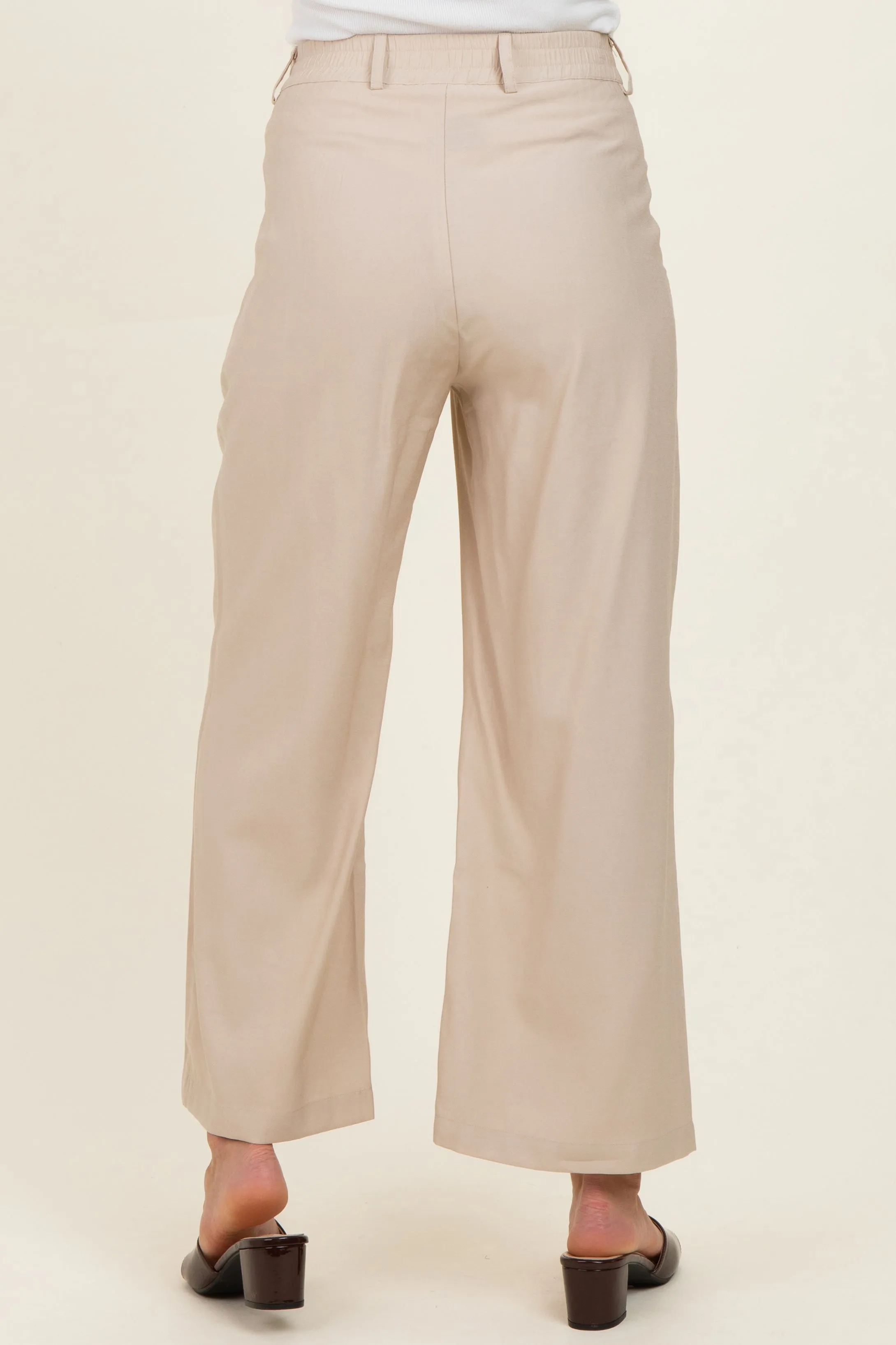 Beige Elastic Waistband Maternity Trousers sold by Pinkblush product image thumbnail 5
