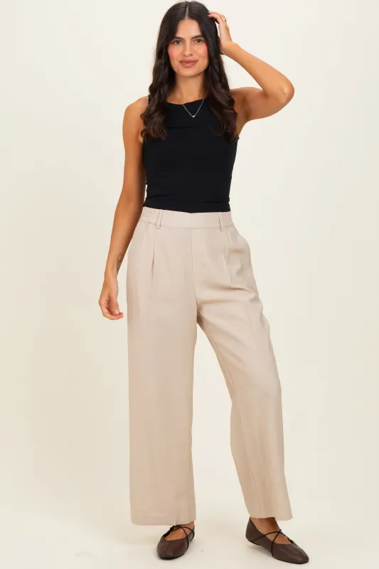 Beige Elastic Waistband Trousers made by fun 2 fun