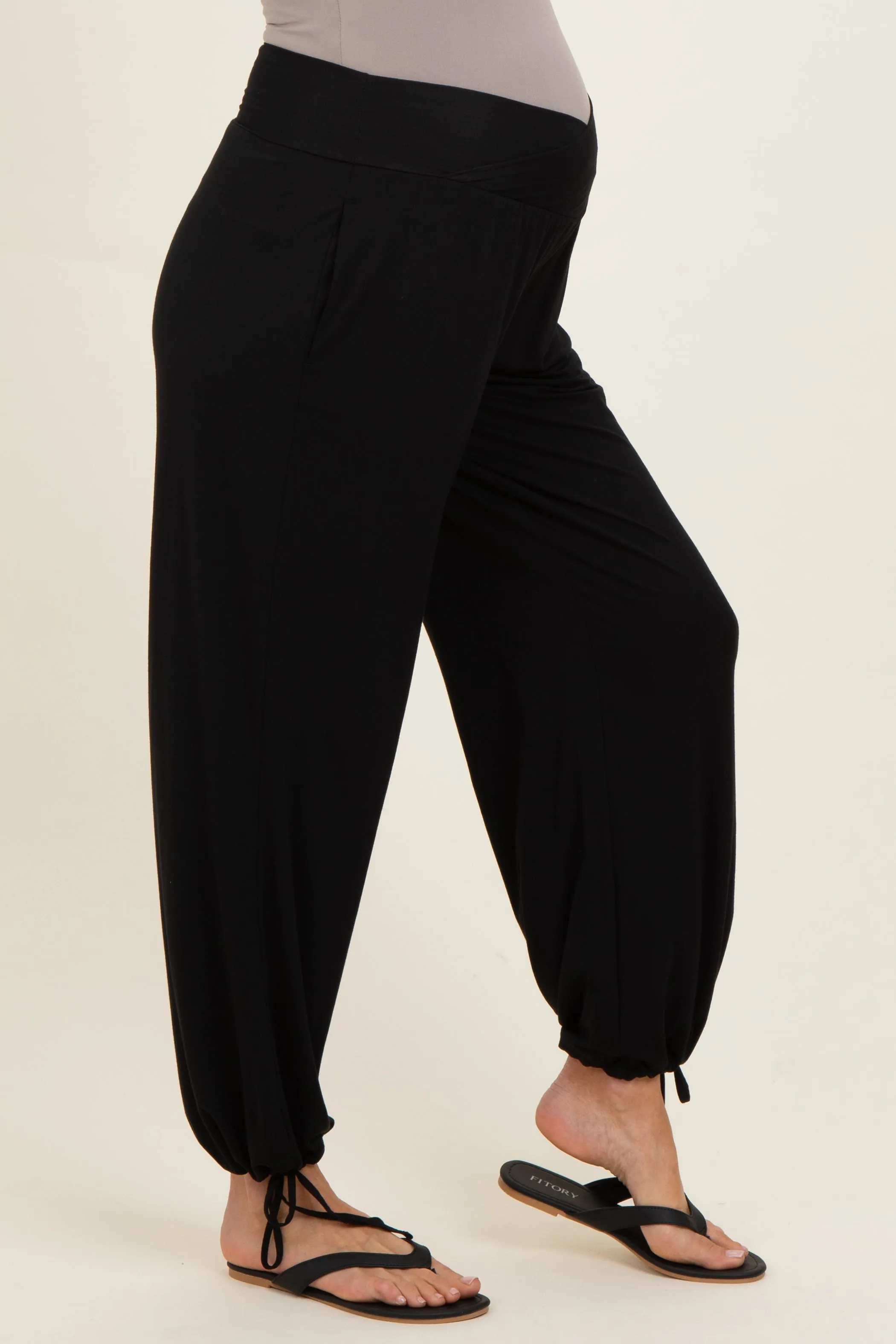 Black Crossover Waist Maternity Pants sold by Pinkblush product image thumbnail 4