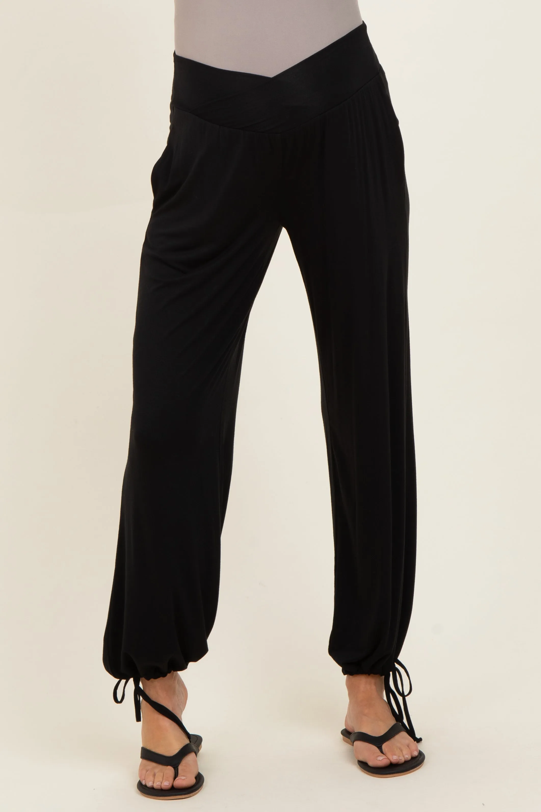 Black Crossover Waist Maternity Pants sold by Pinkblush product image thumbnail 3
