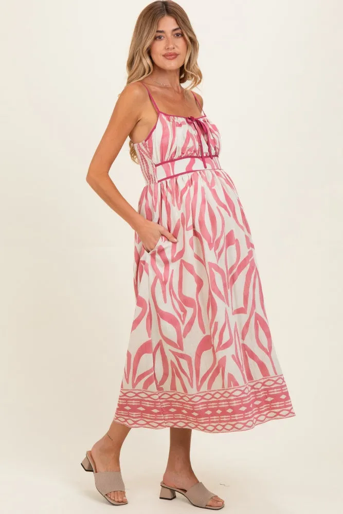 Pink Printed Front Tie Maternity Midi Dress sold by Pinkblush product image thumbnail 2