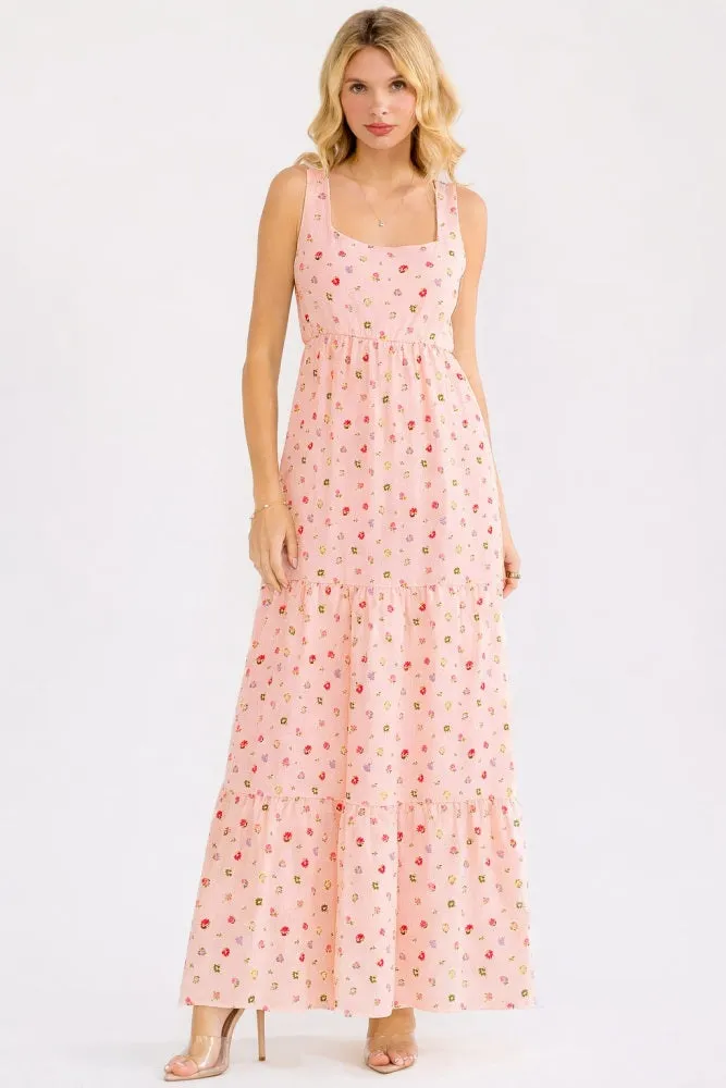 Blush Floral Tiered Shoulder Tie Maternity Maxi Dress sold by Pinkblush product image thumbnail 4