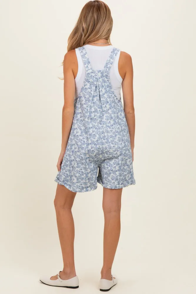 Denim Blue Floral Maternity Short Overalls sold by Pinkblush product image thumbnail 4