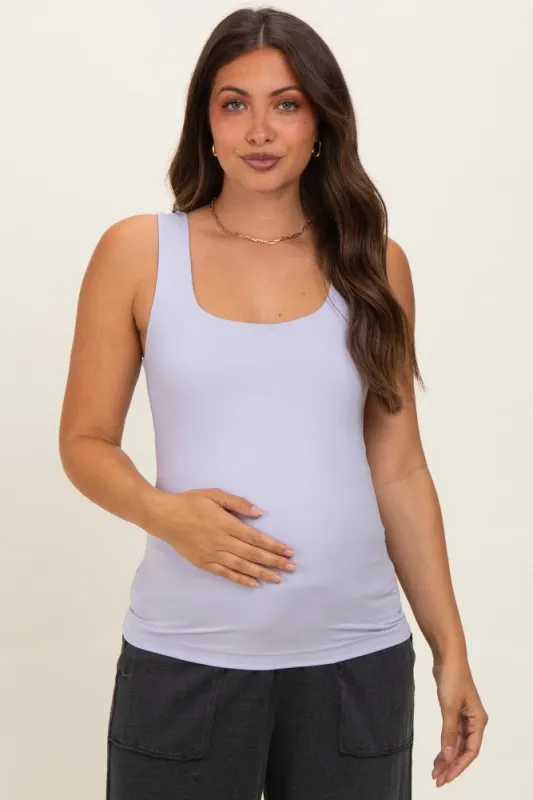 Lavender Square Neckline Maternity Active Tank Top made by Rae Mode