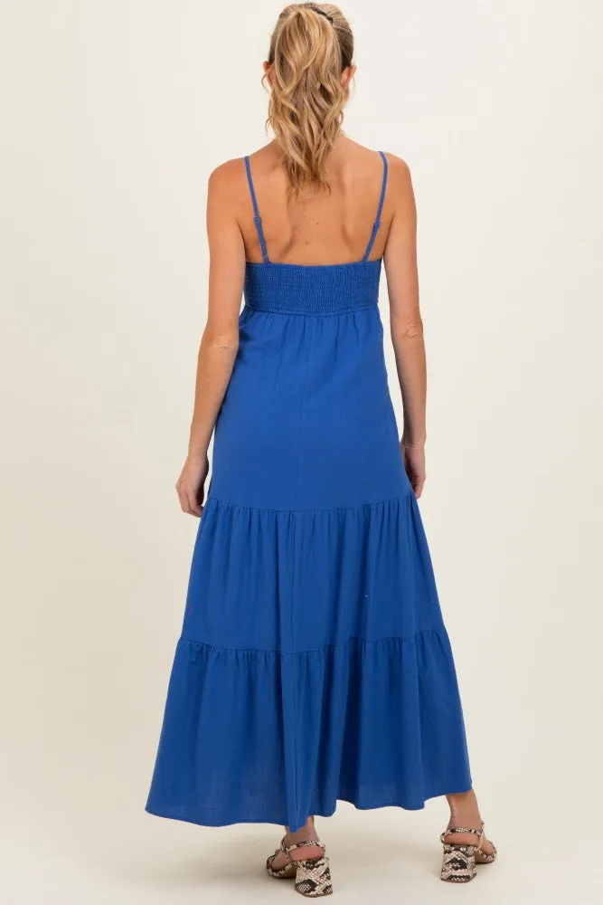Royal Blue Tiered Maternity Maxi Dress sold by Pinkblush product image thumbnail 2