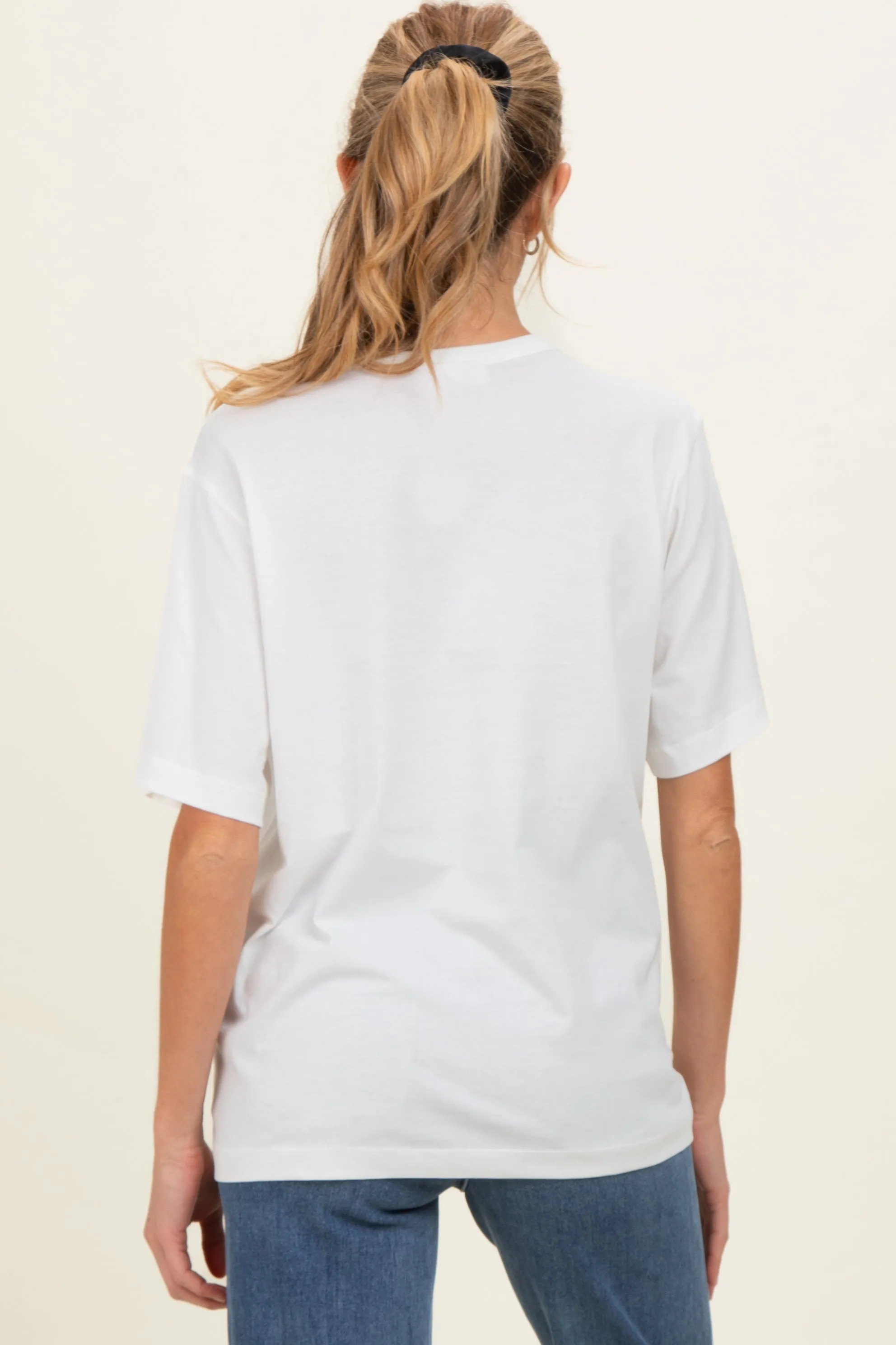 White Oversized Short Sleeve Crew Neck Maternity T-Shirt sold by Pinkblush product image thumbnail 4