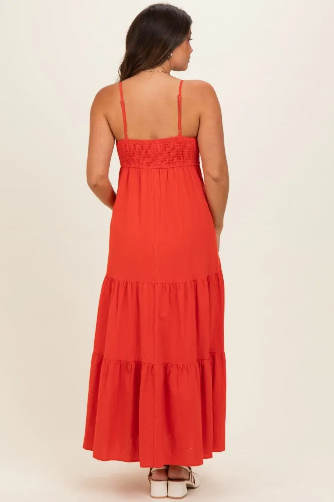 Tomato Red Tiered Maternity Maxi Dress sold by Pinkblush product image thumbnail 3