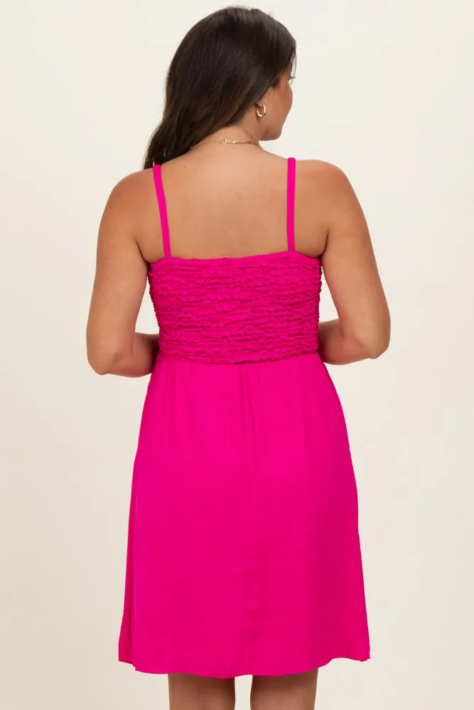 Hot Pink Knot Detail Smocked Maternity Mini Dress sold by Pinkblush product image thumbnail 3