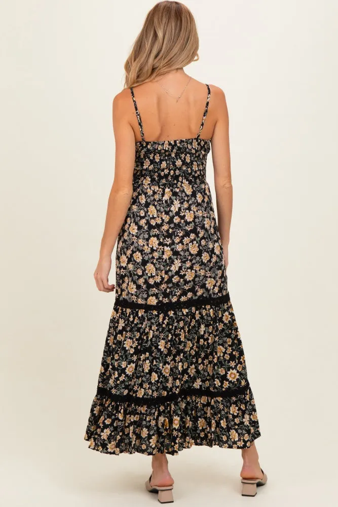 Black Floral Twisted Front Lace Detail Maternity Maxi Dress sold by Pinkblush product image thumbnail 3