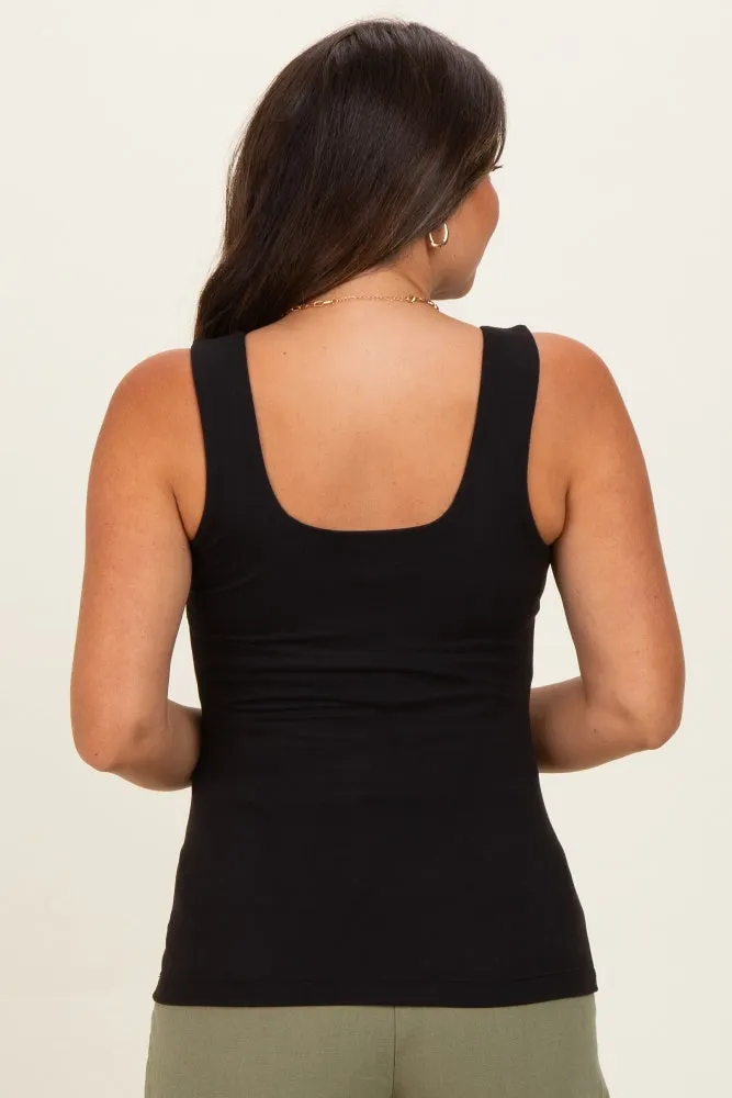 Black Square Neckline Maternity Active Tank Top sold by Pinkblush product image thumbnail 5