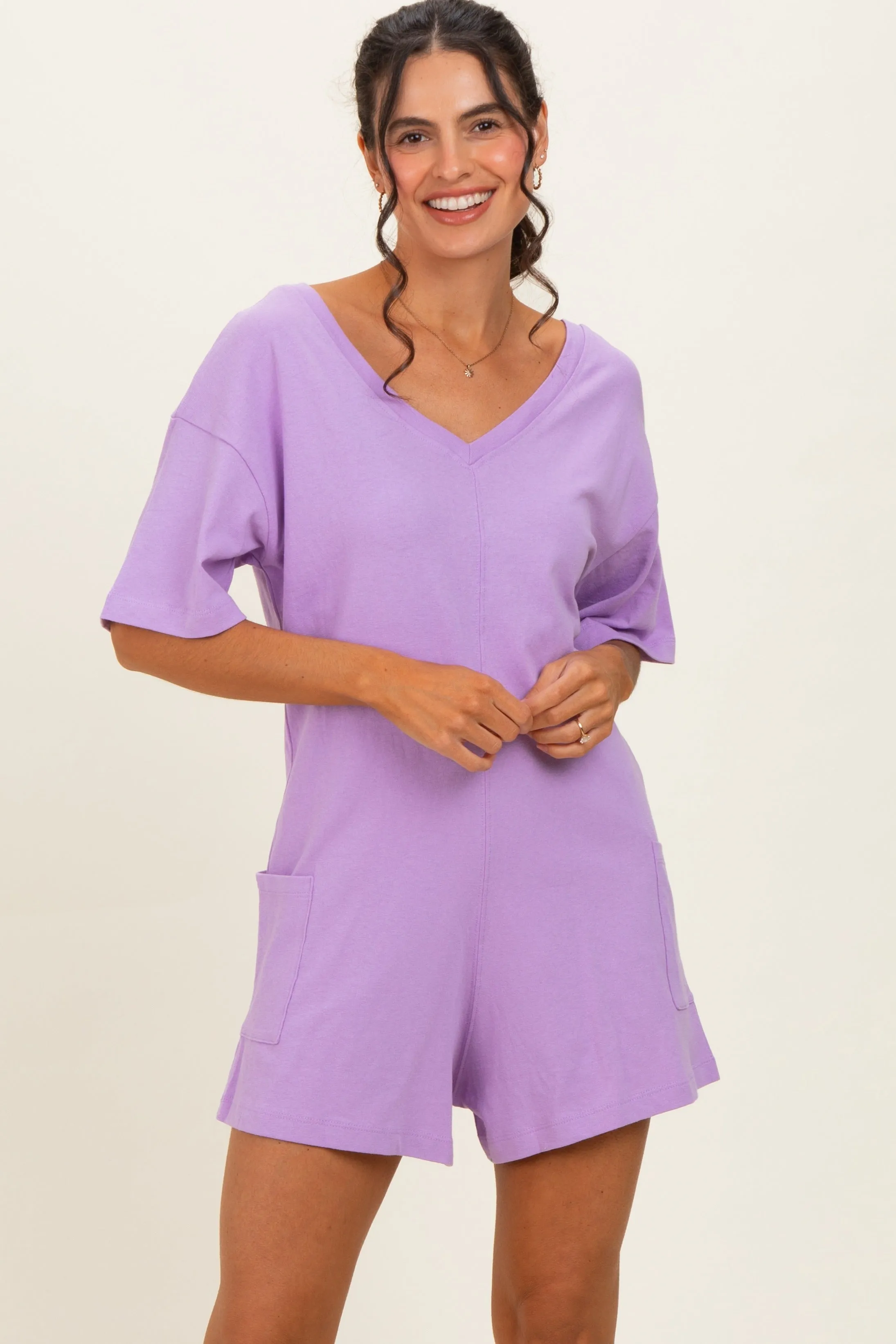 Lavender Scoop Neck Romper sold by Pinkblush product image thumbnail 2