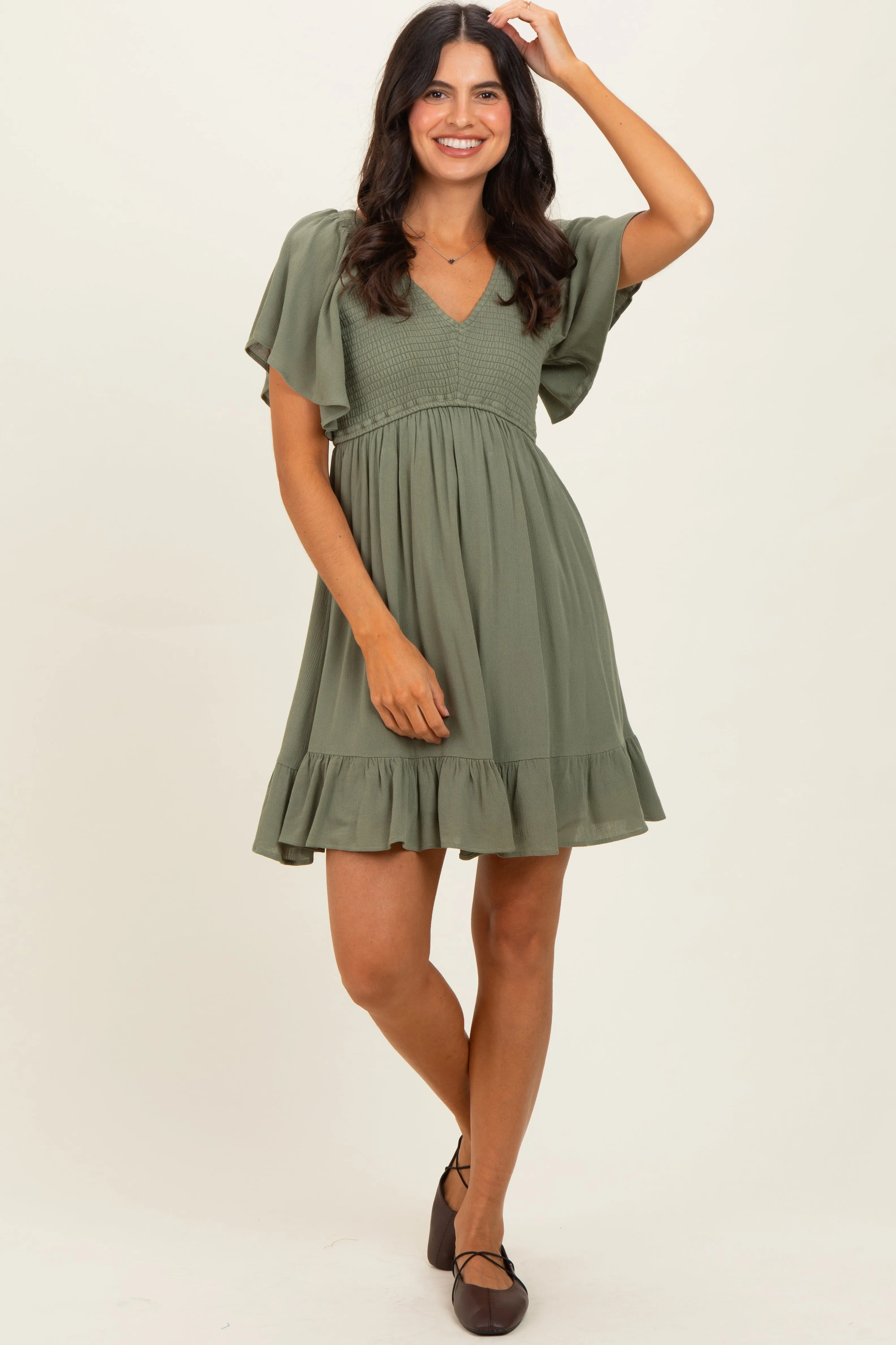 Olive Smocked Dress sold by Pinkblush product image thumbnail 2