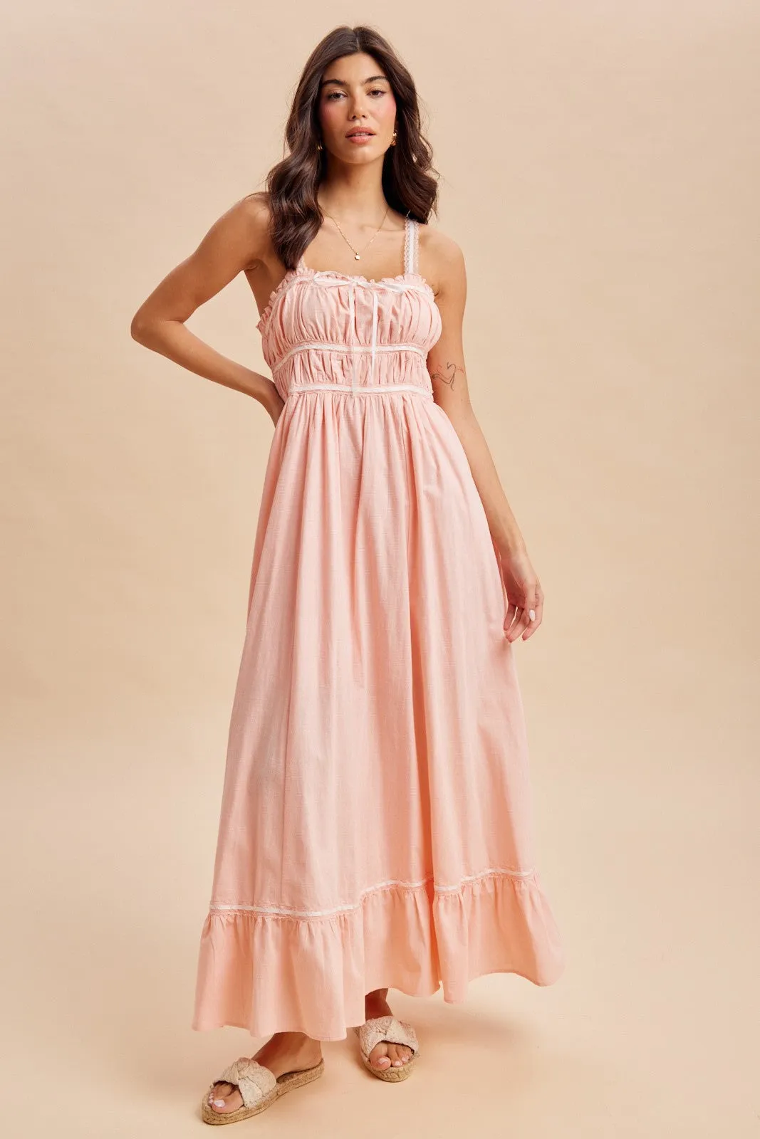 Soft Pink Lace Ribbon Detail Maxi Dress sold by Pinkblush product image thumbnail 2