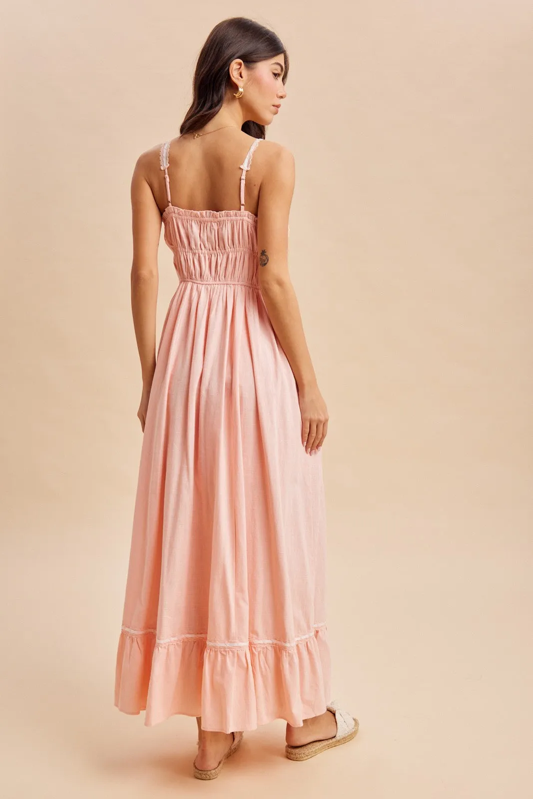 Soft Pink Lace Ribbon Detail Maxi Dress sold by Pinkblush product image thumbnail 4