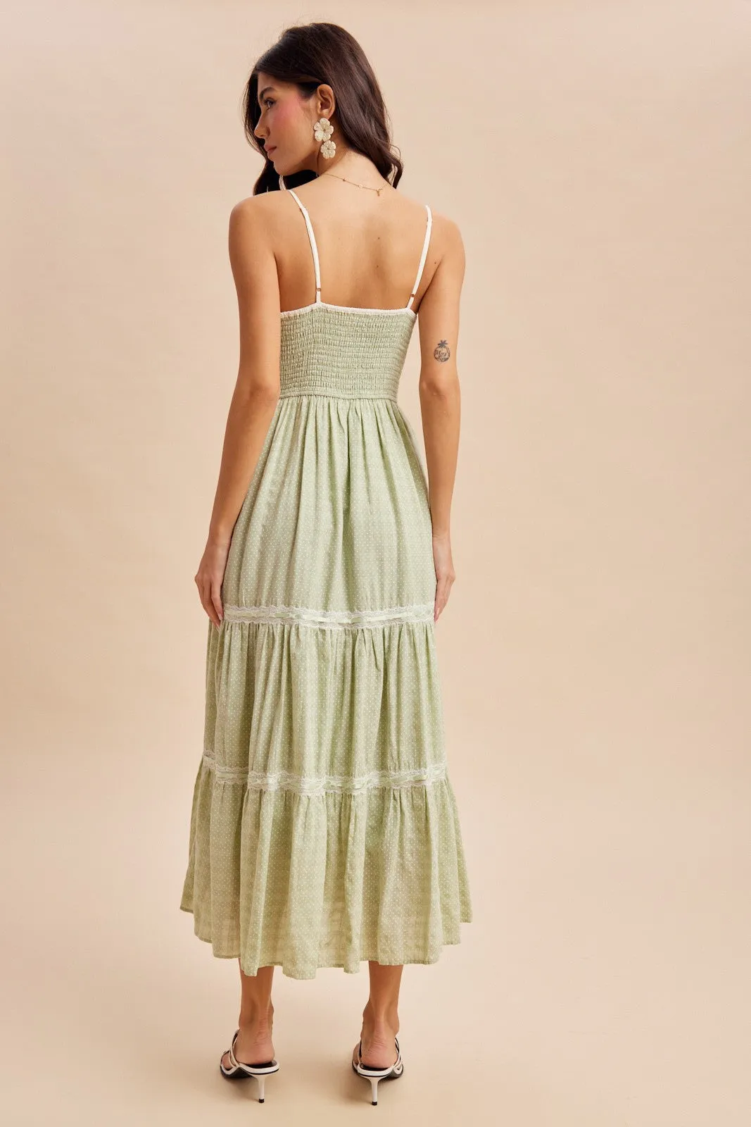 Mint Cream Printed Lace Tiered Maxi Dress sold by Pinkblush product image thumbnail 4