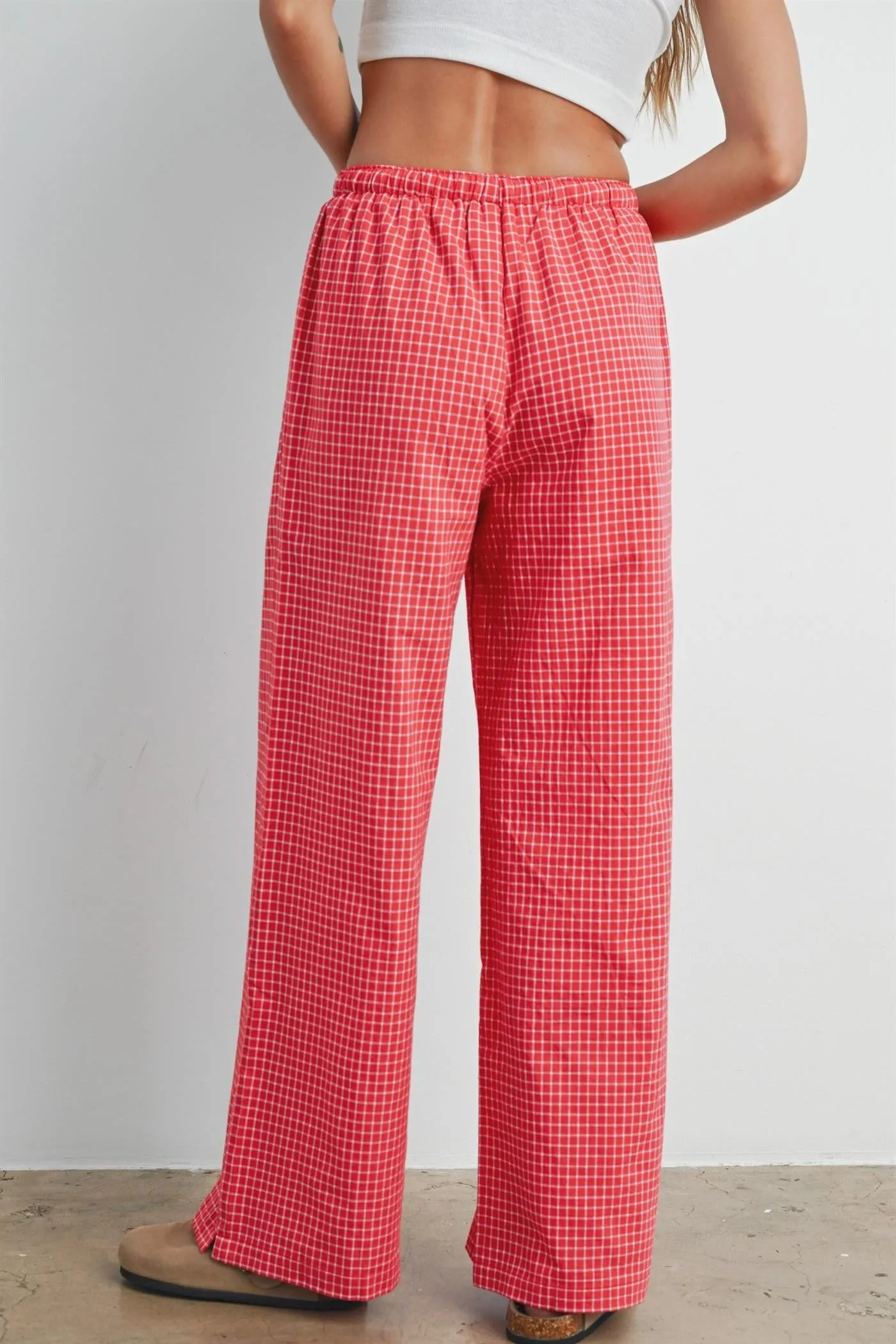 Red Plaid Drawstring Lounge Pants sold by Pinkblush product image thumbnail 3