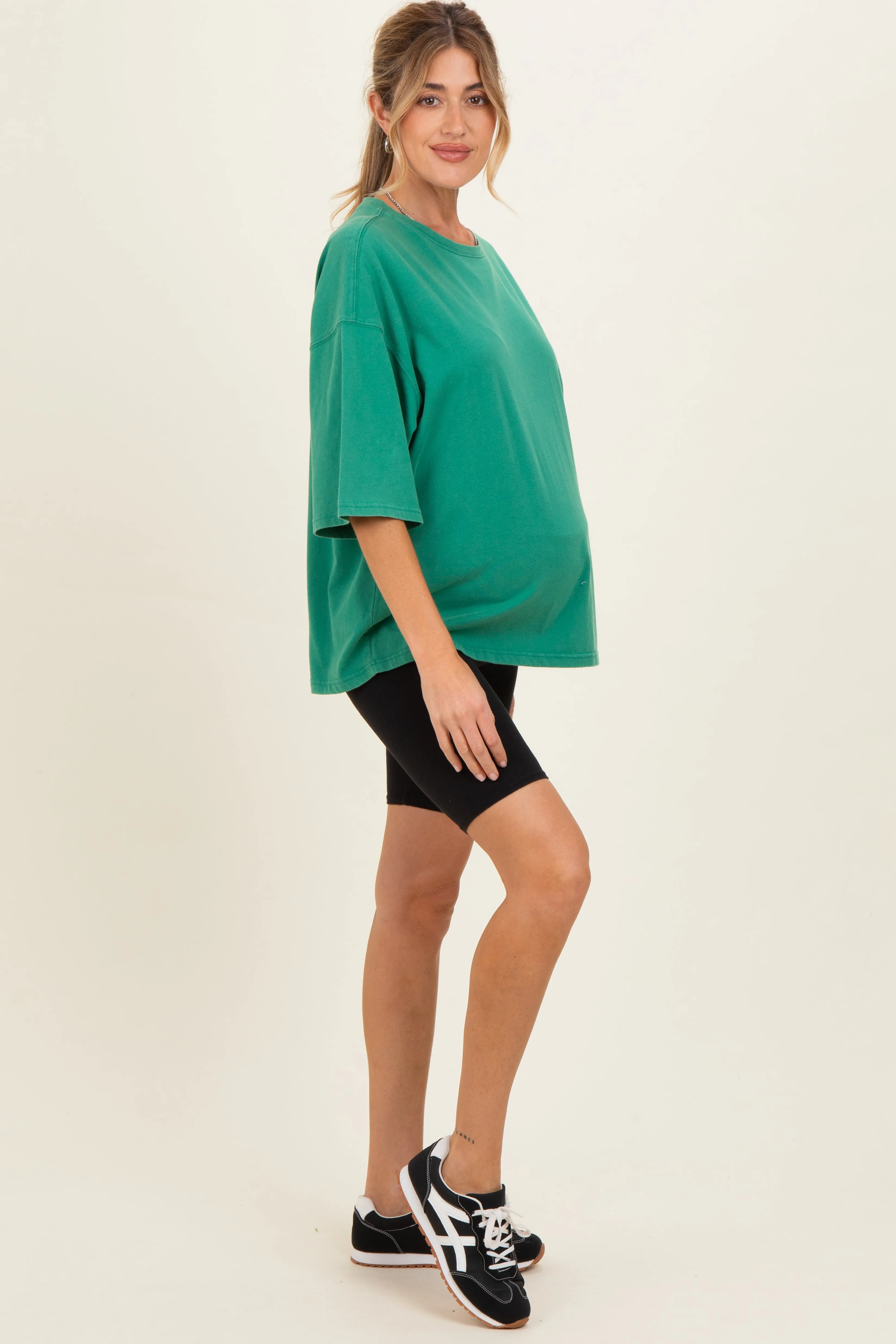 Green Washed Oversized Crew Neck Maternity Top sold by Pinkblush product image thumbnail 3
