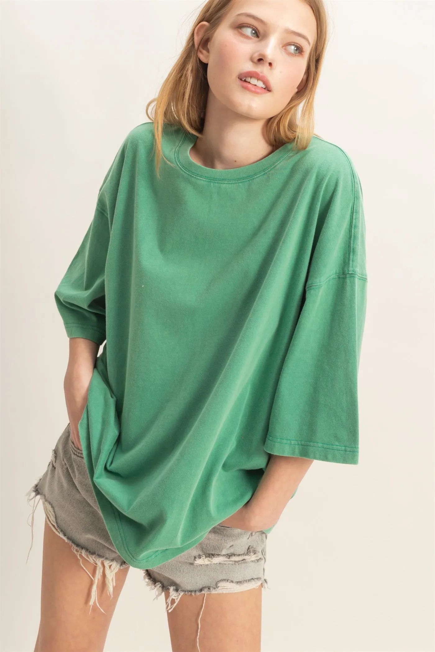 Green Washed Oversized Crew Neck Maternity Top sold by Pinkblush product image thumbnail 5