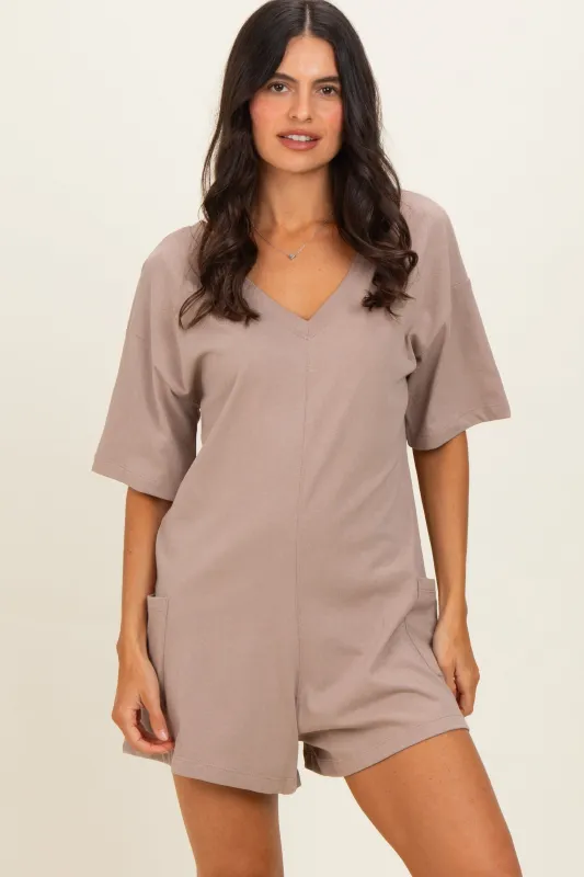 Mocha Scoop Neck Romper made by Zenana Outfitters