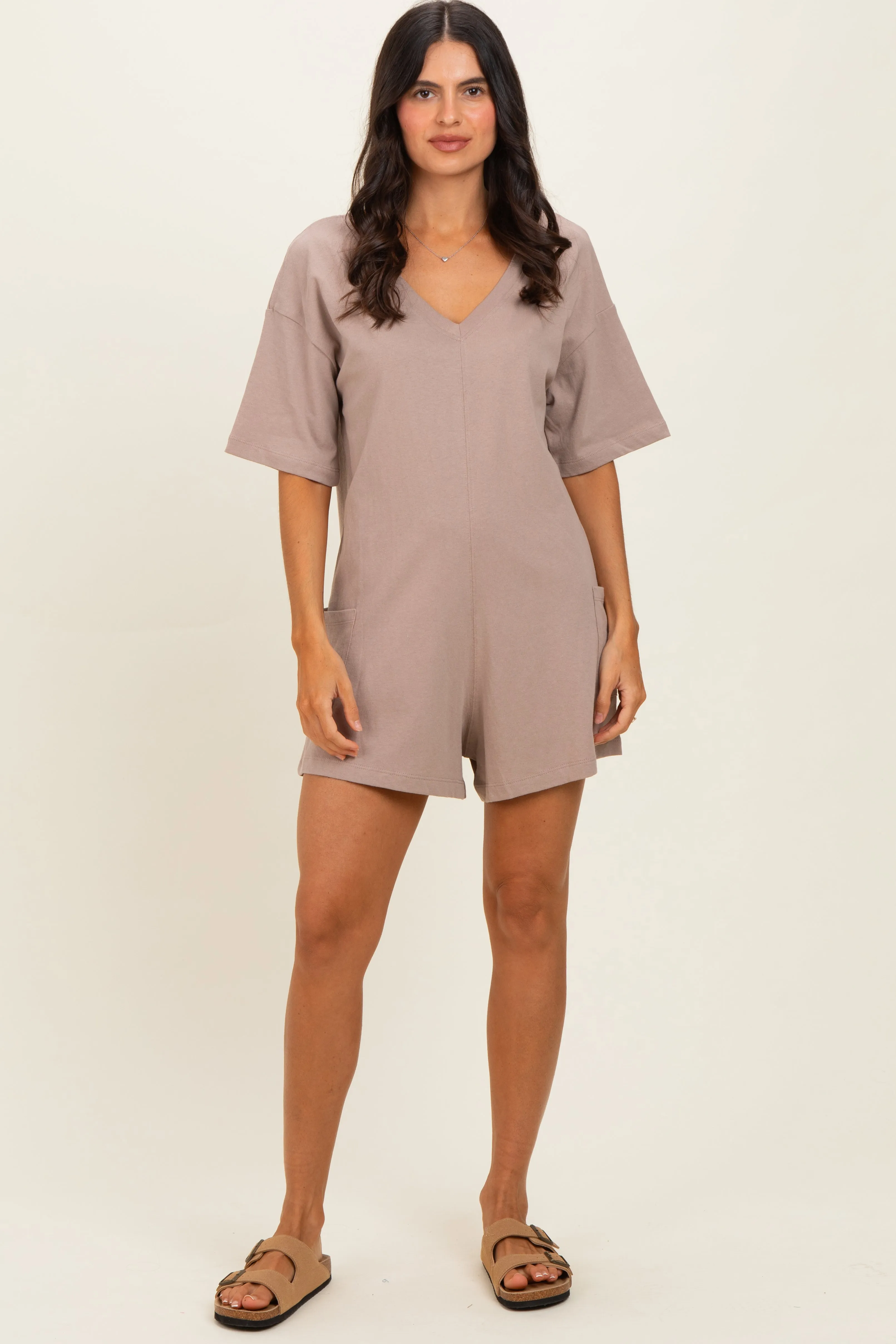 Mocha Scoop Neck Romper sold by Pinkblush product image thumbnail 2