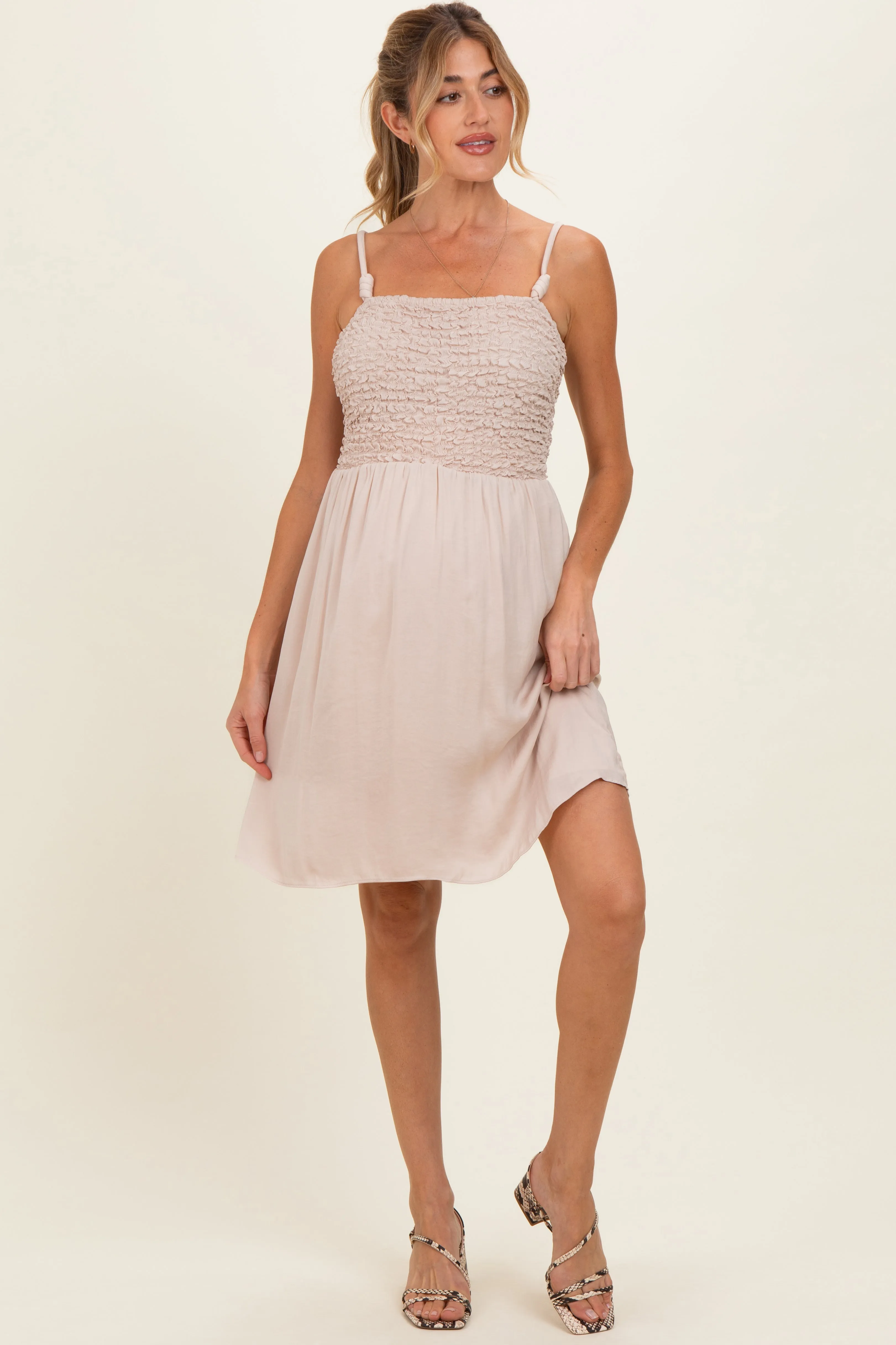 Papyrus Knot Detail Smocked Maternity Mini Dress sold by Pinkblush