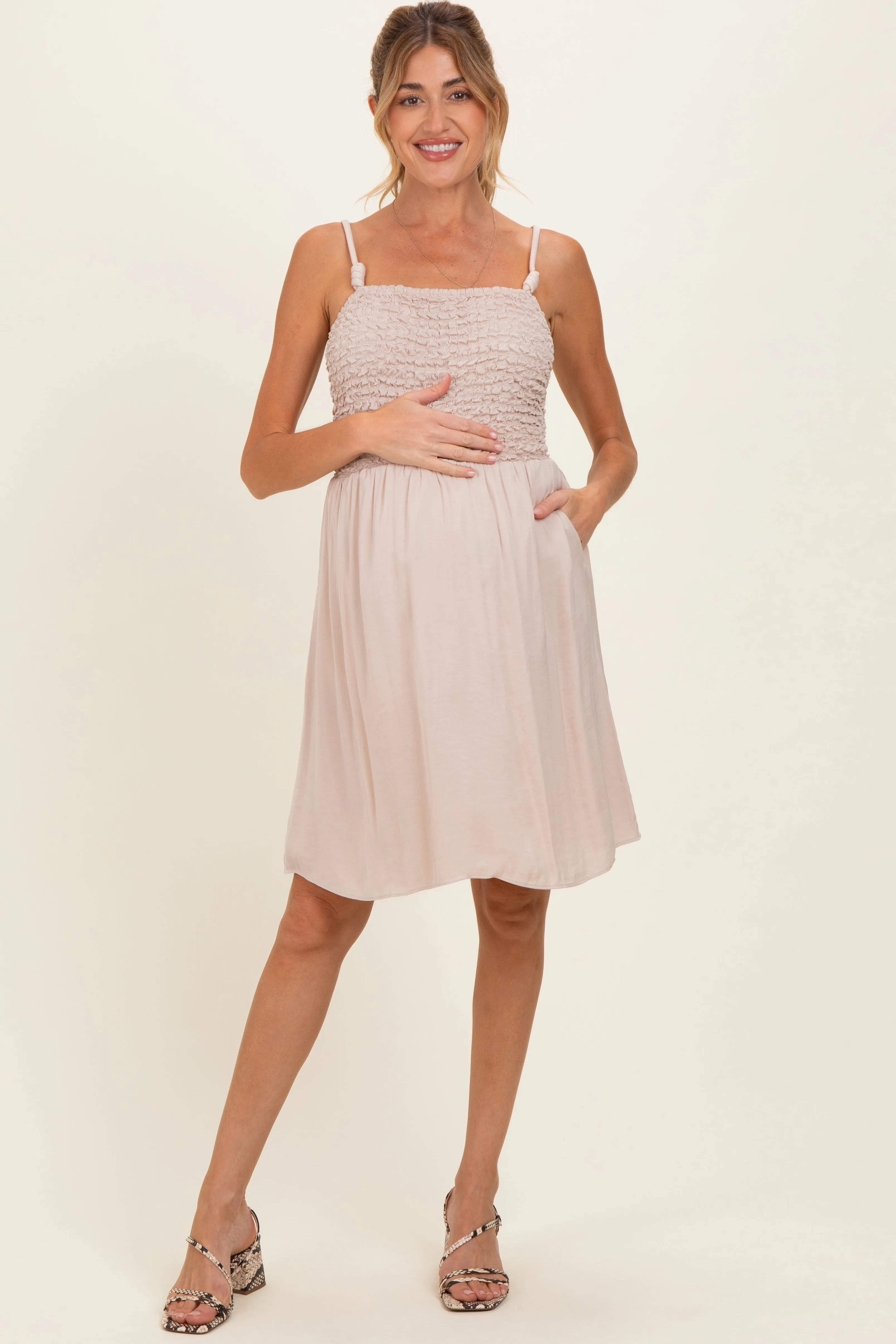 Papyrus Knot Detail Smocked Maternity Mini Dress sold by Pinkblush product image thumbnail 2