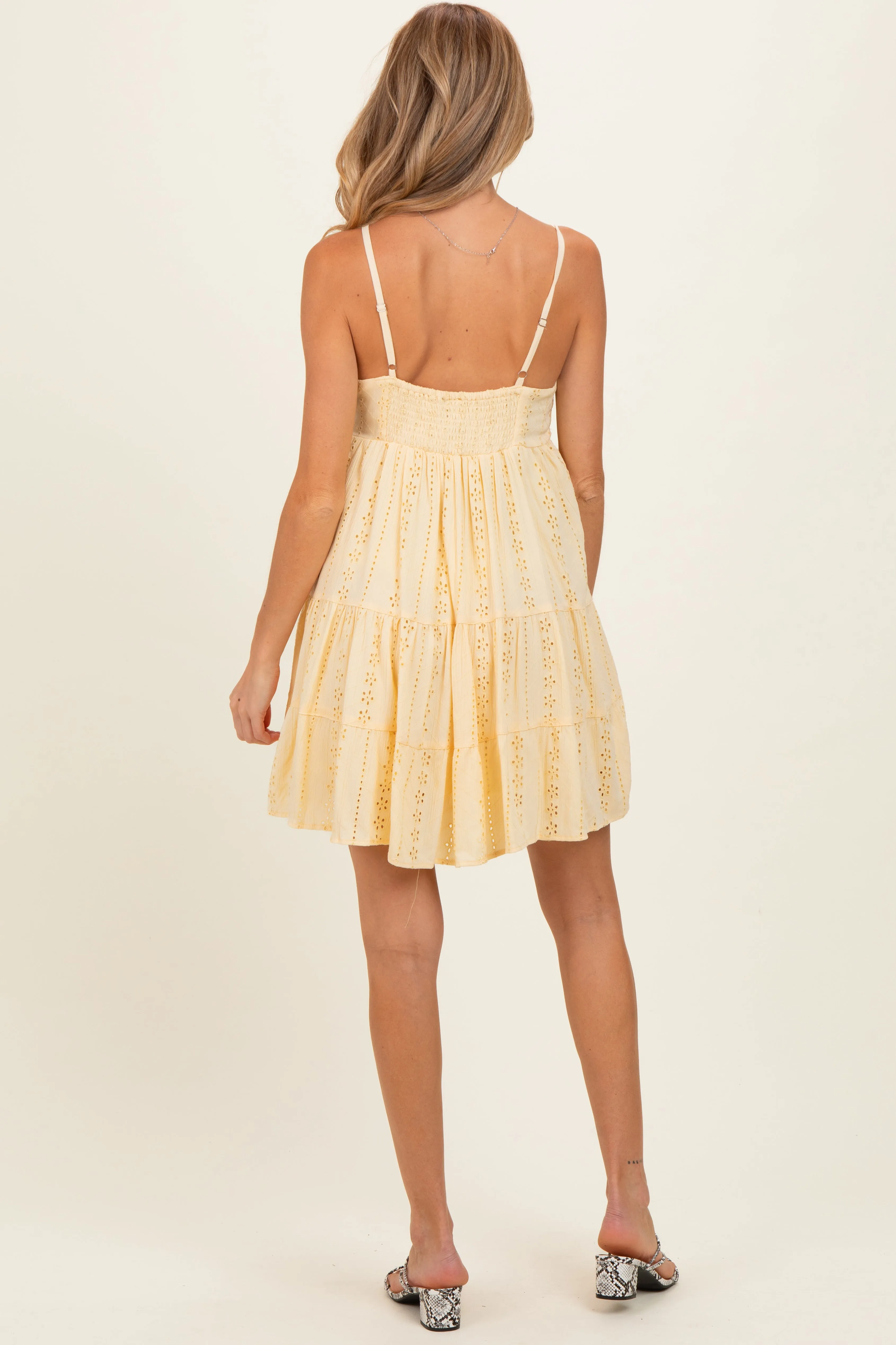 Lemon Eyelet Embroidered V Neck Maternity Sundress sold by Pinkblush product image thumbnail 4