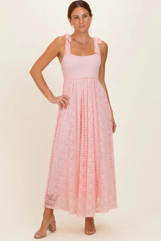 Light Pink Sleeveless Lace Maxi Dress made by Pinkblush