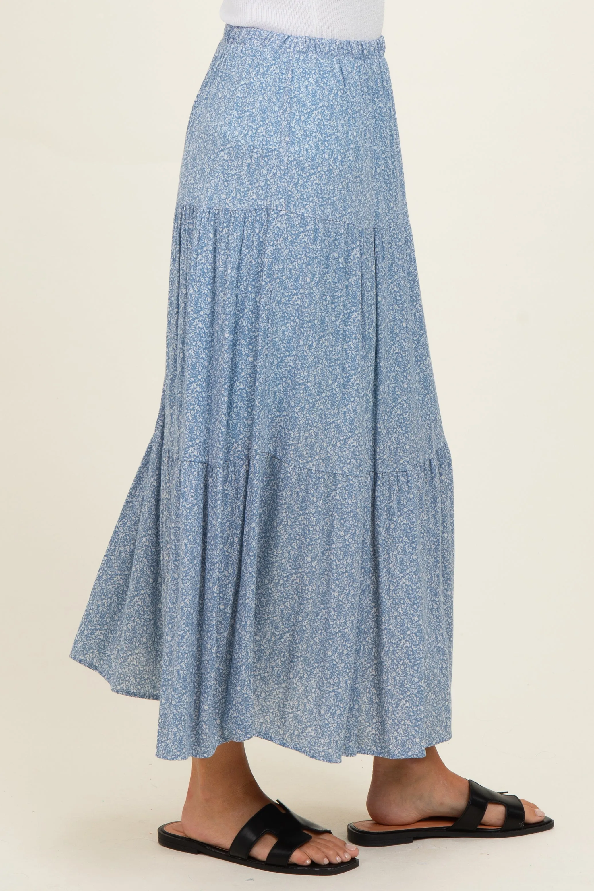 Blue Floral Maxi Skirt sold by Pinkblush product image thumbnail 3
