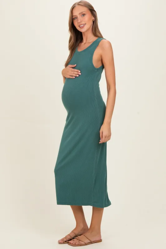 Hunter Ribbed Maternity Midi Tank Dress made by BE COOL