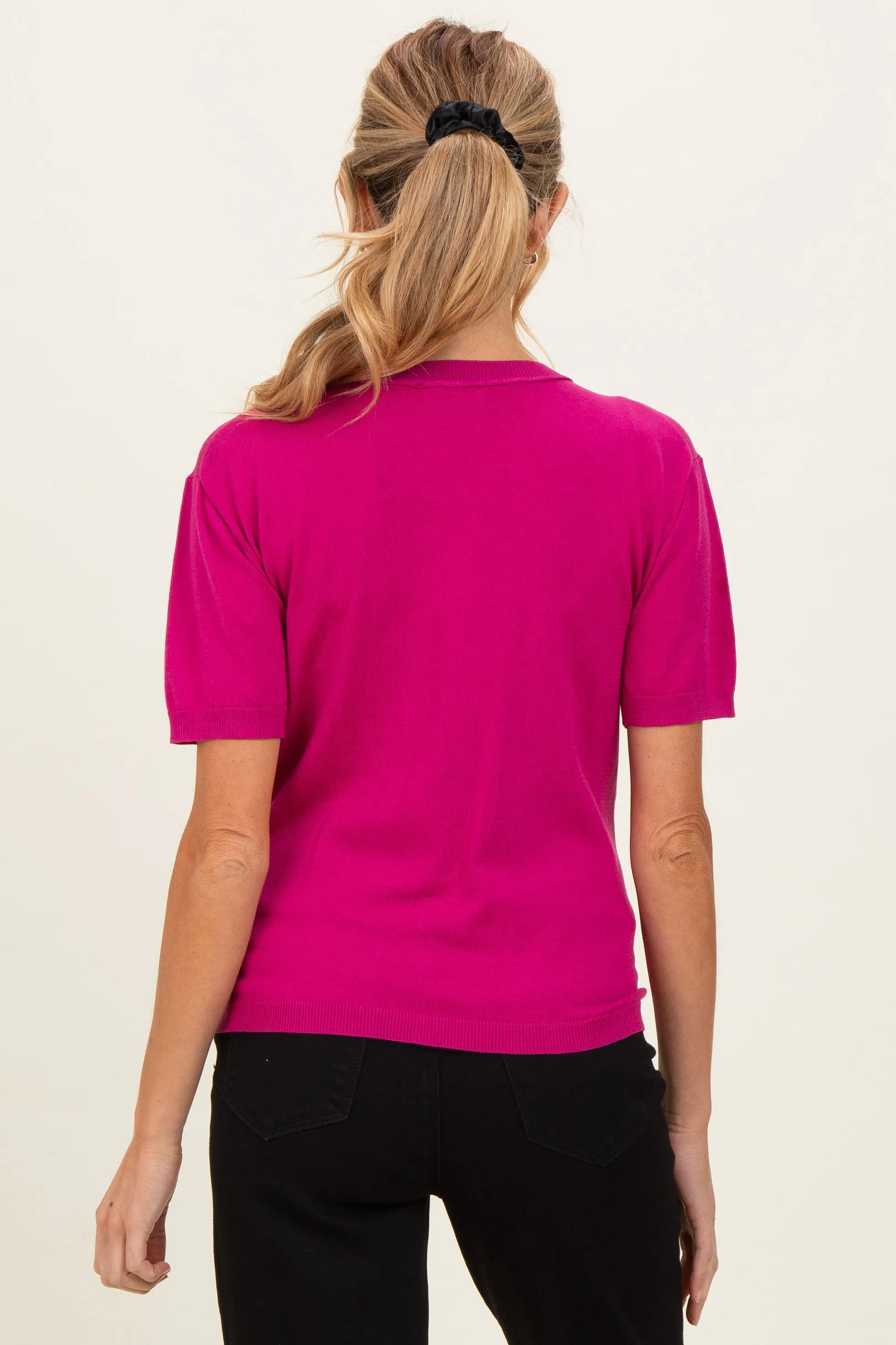 Magenta Short Sleeve Basic Knit Maternity Top sold by Pinkblush product image thumbnail 4