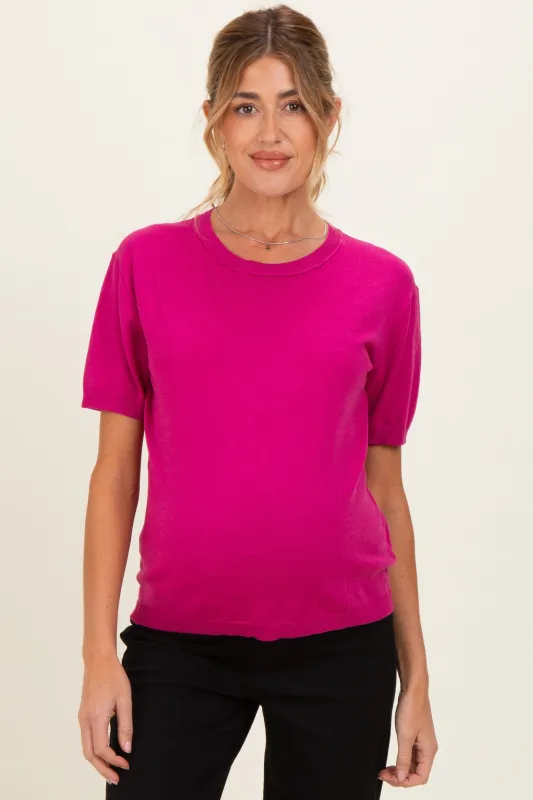 Magenta Short Sleeve Basic Knit Maternity Top made by Staccato
