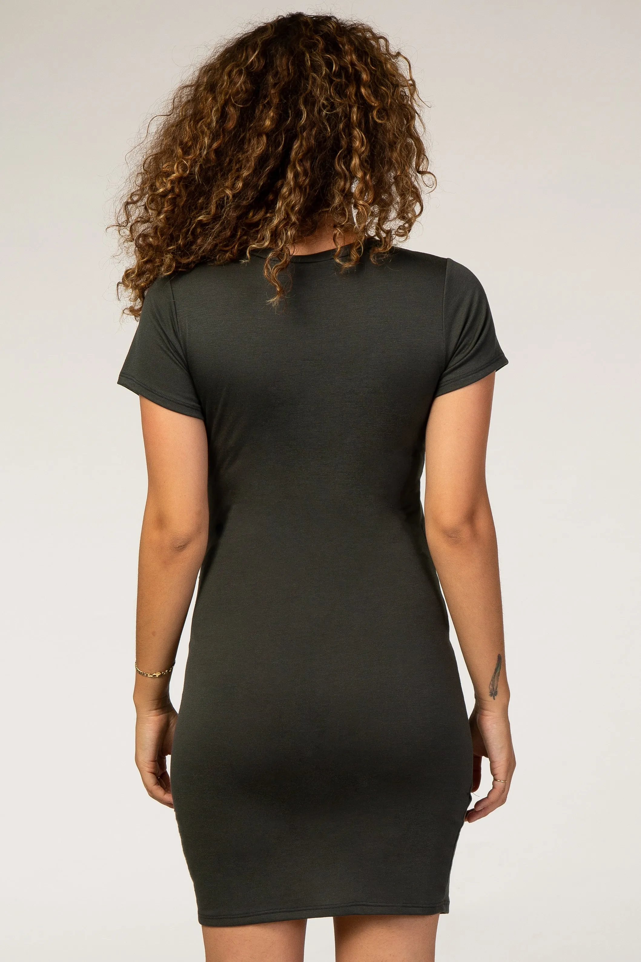 Forest Green Wrap Maternity T-Shirt Dress sold by Pinkblush product image thumbnail 4