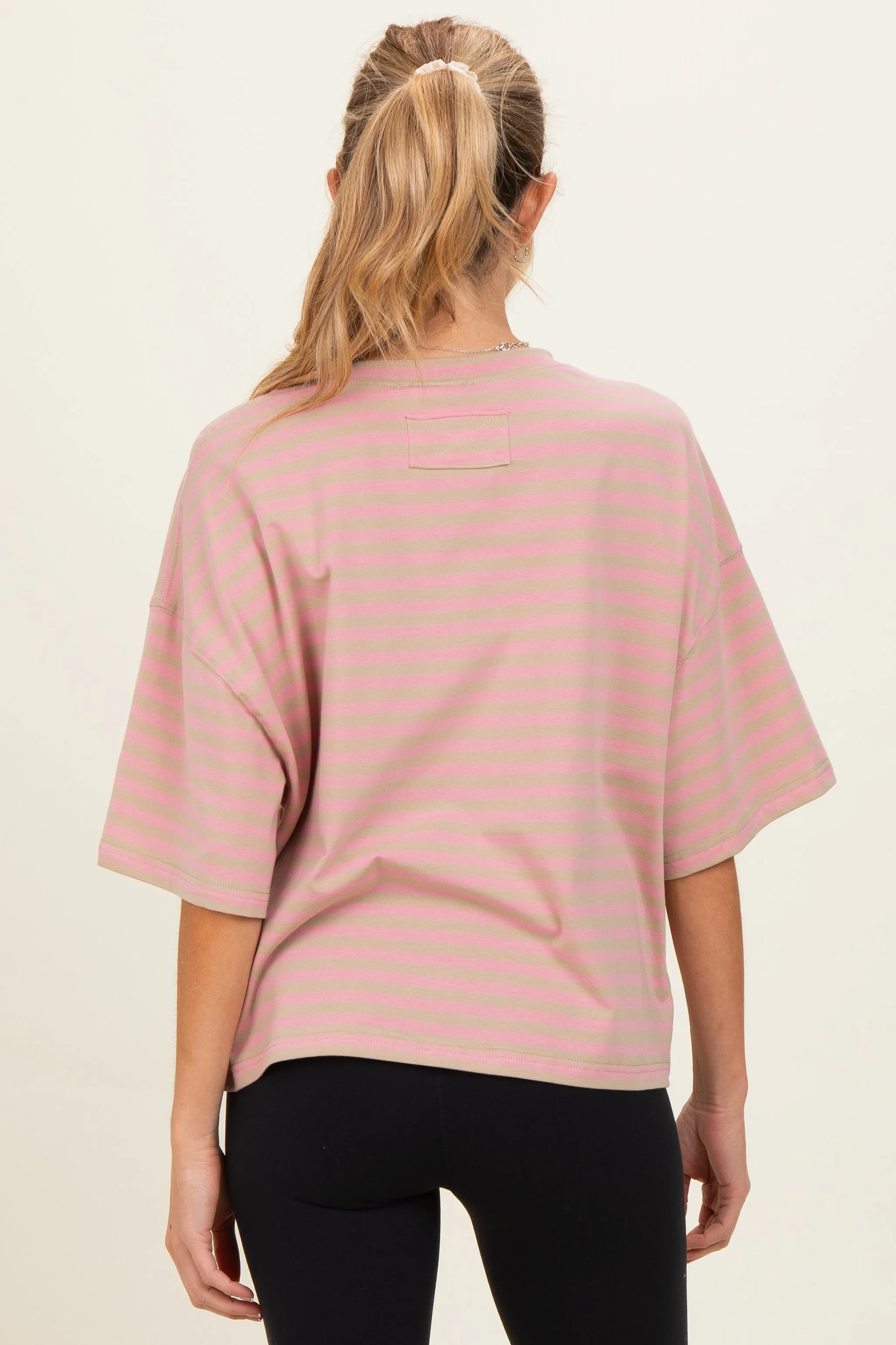 Oat Oversized Striped Maternity Boyfriend Tee sold by Pinkblush product image thumbnail 3
