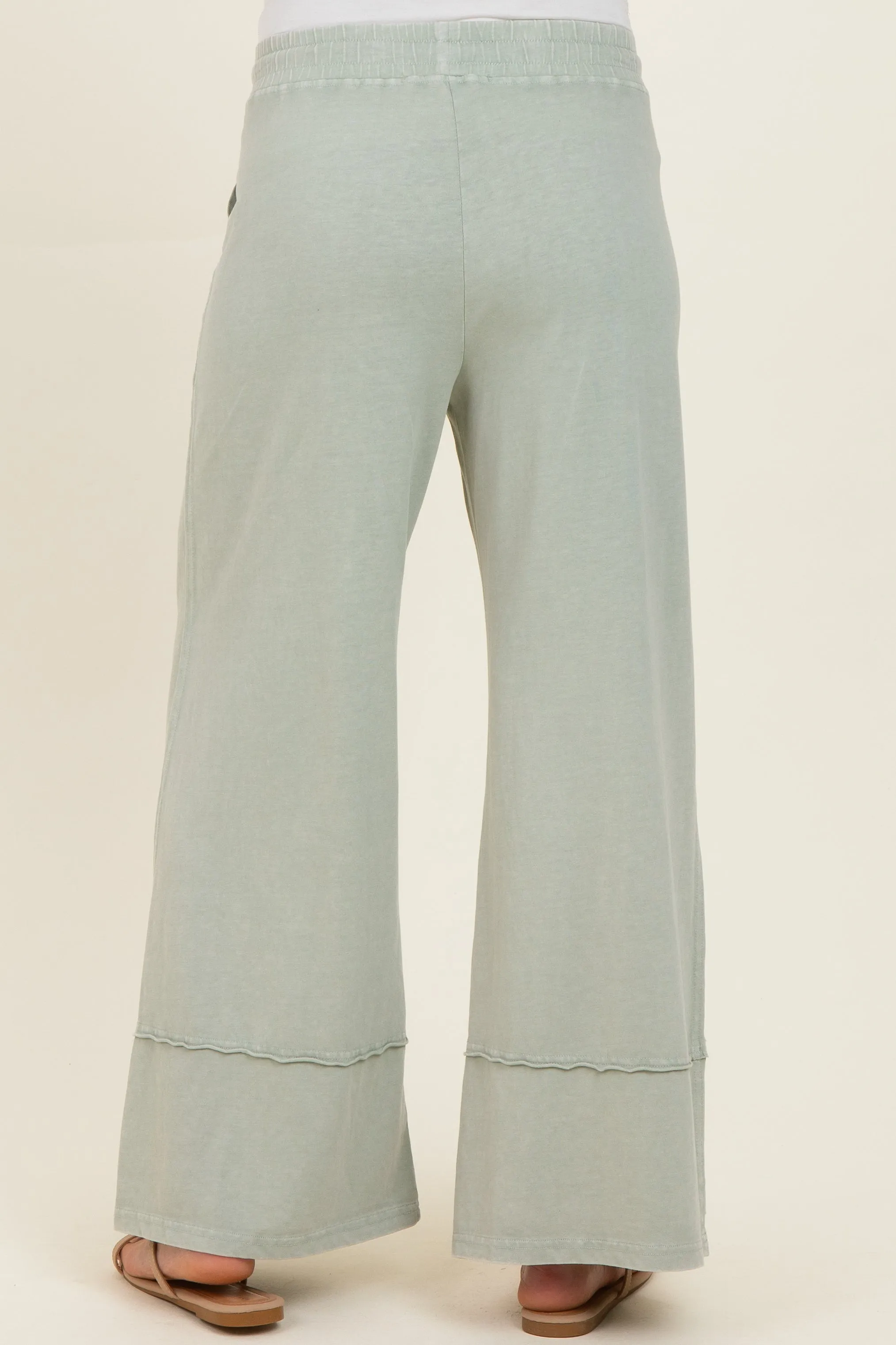 Mint Mineral Wash Wide Leg Ankle Maternity Pants sold by Pinkblush product image thumbnail 4