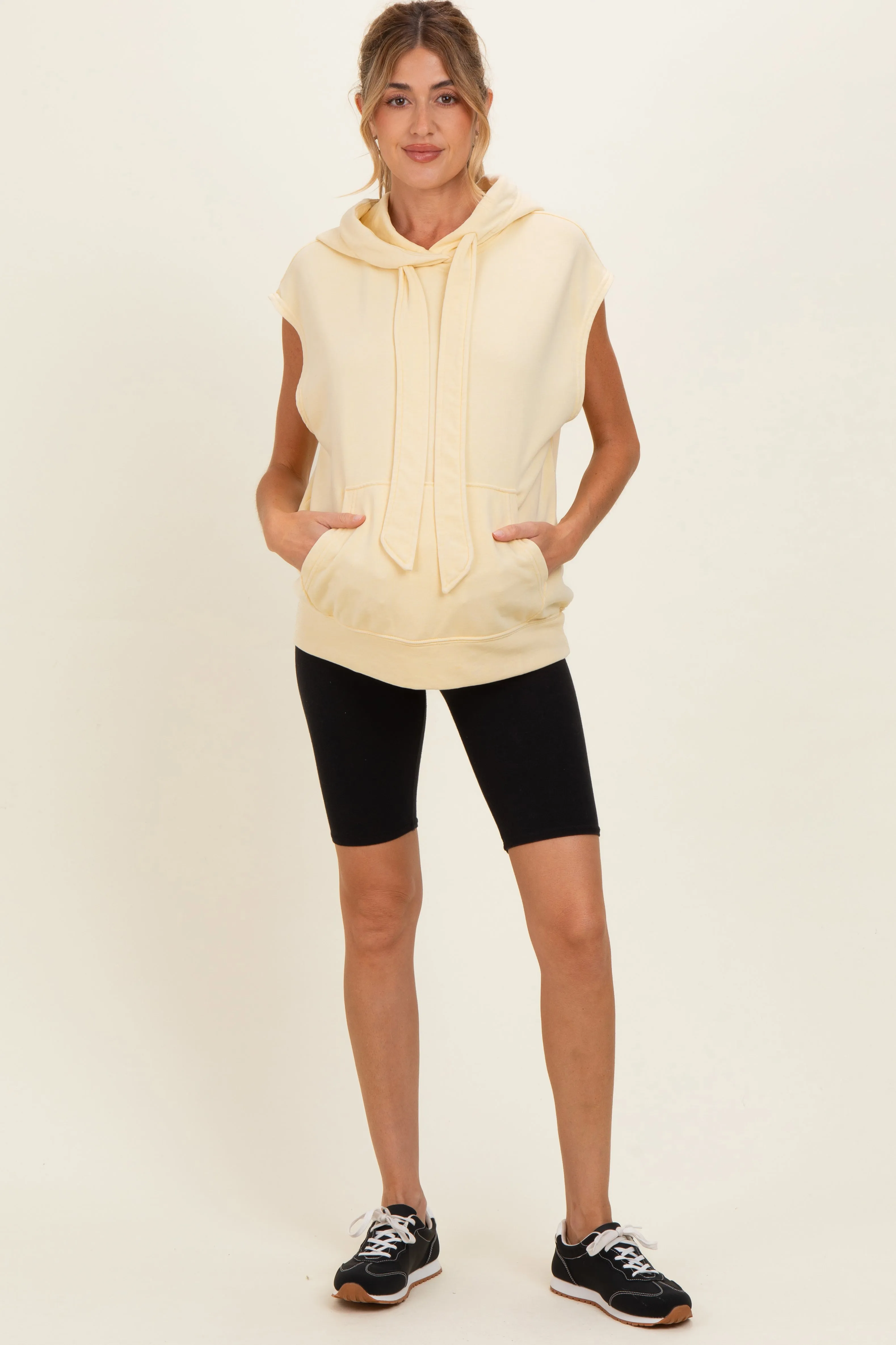 Lemon Mineral Wash Sleeveless Maternity Hoodie sold by Pinkblush product image thumbnail 2